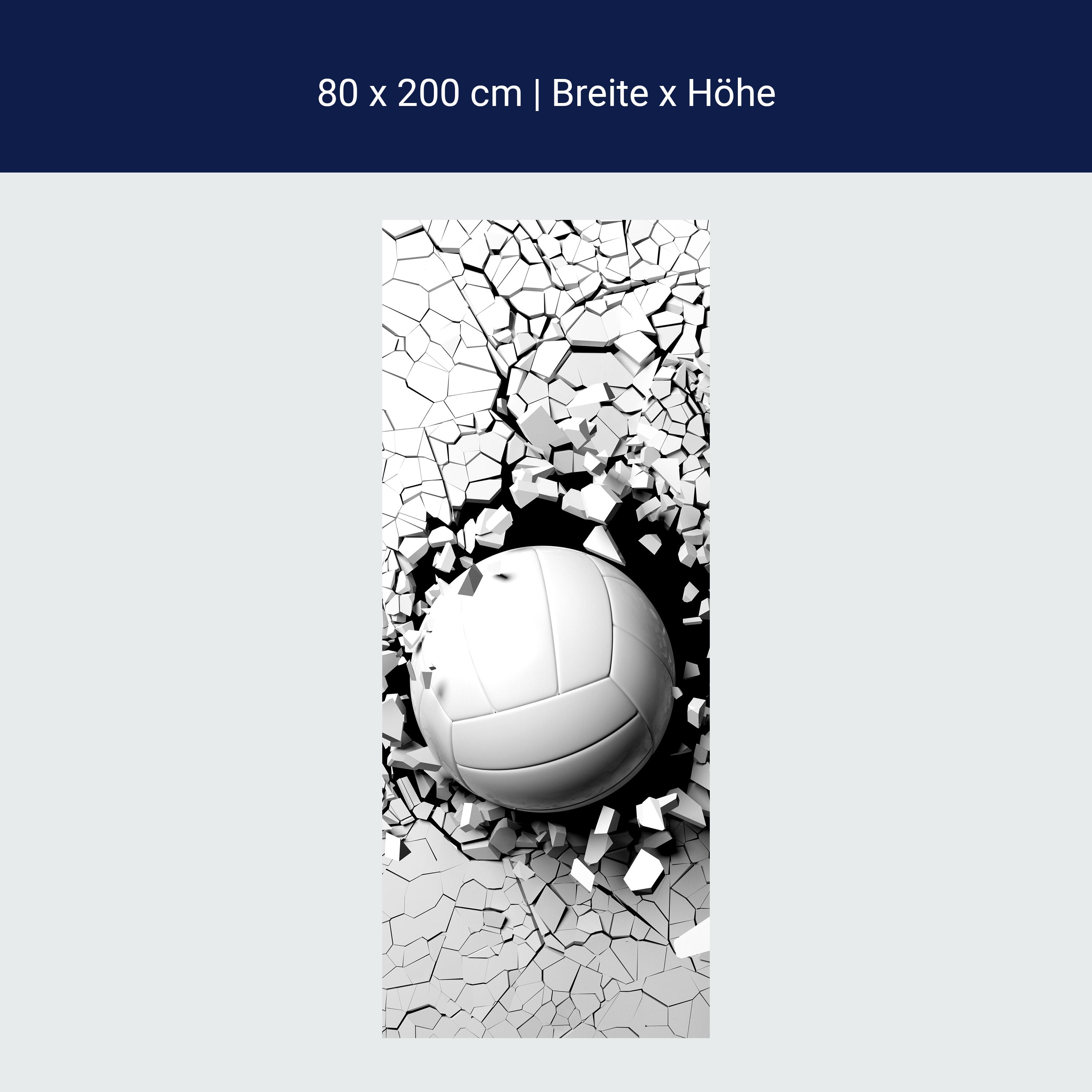 Türtapete Volleyball durch Wand, 3D Motiv, Sport M1199 Türtapete Volleyball durch Wand, 3D Motiv, Sport M1199