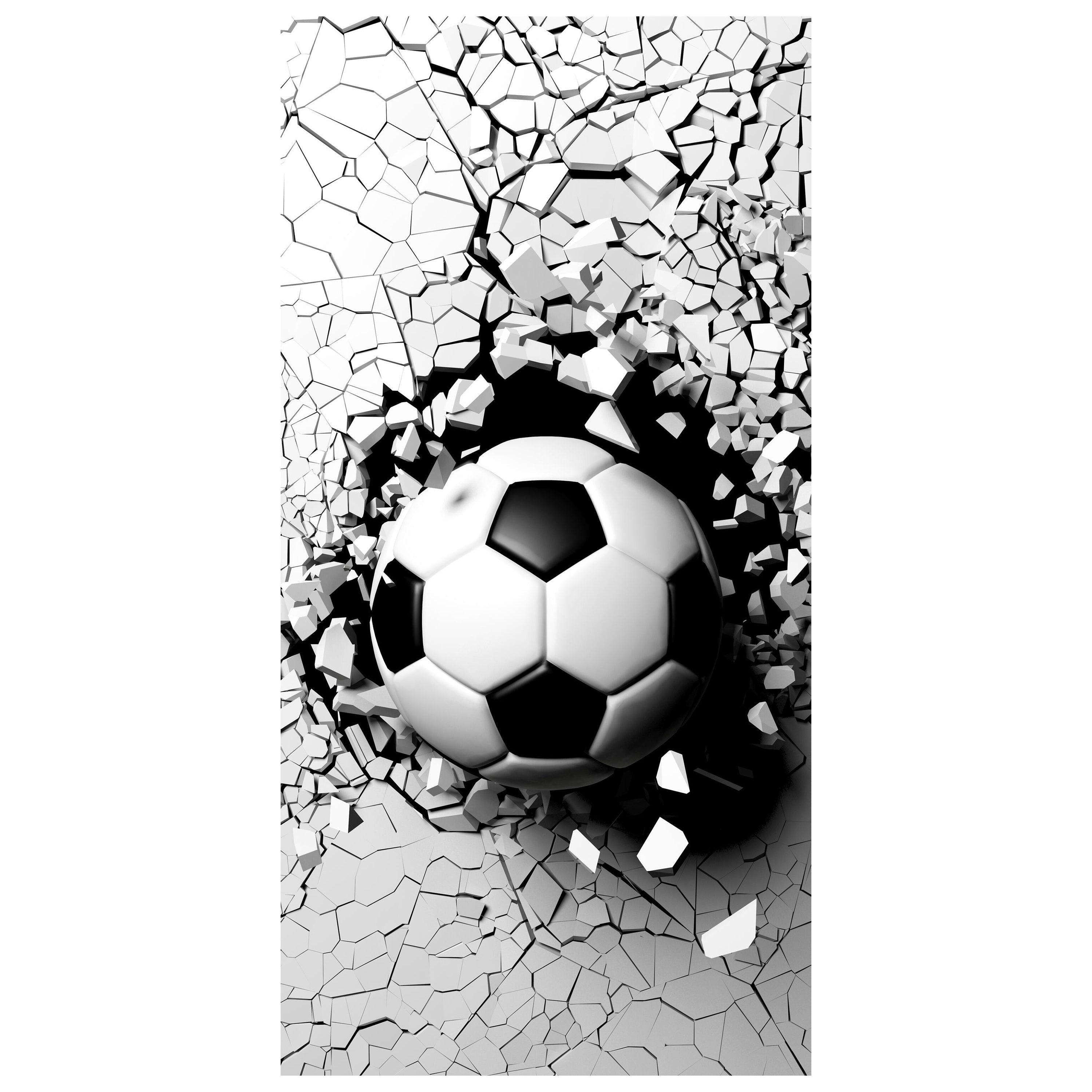 Türtapete Fussball durch Wand, 3D, Sport, Ball M1200 - Bild 2 Türtapete Fussball durch Wand, 3D, Sport, Ball M1200 - Bild 2