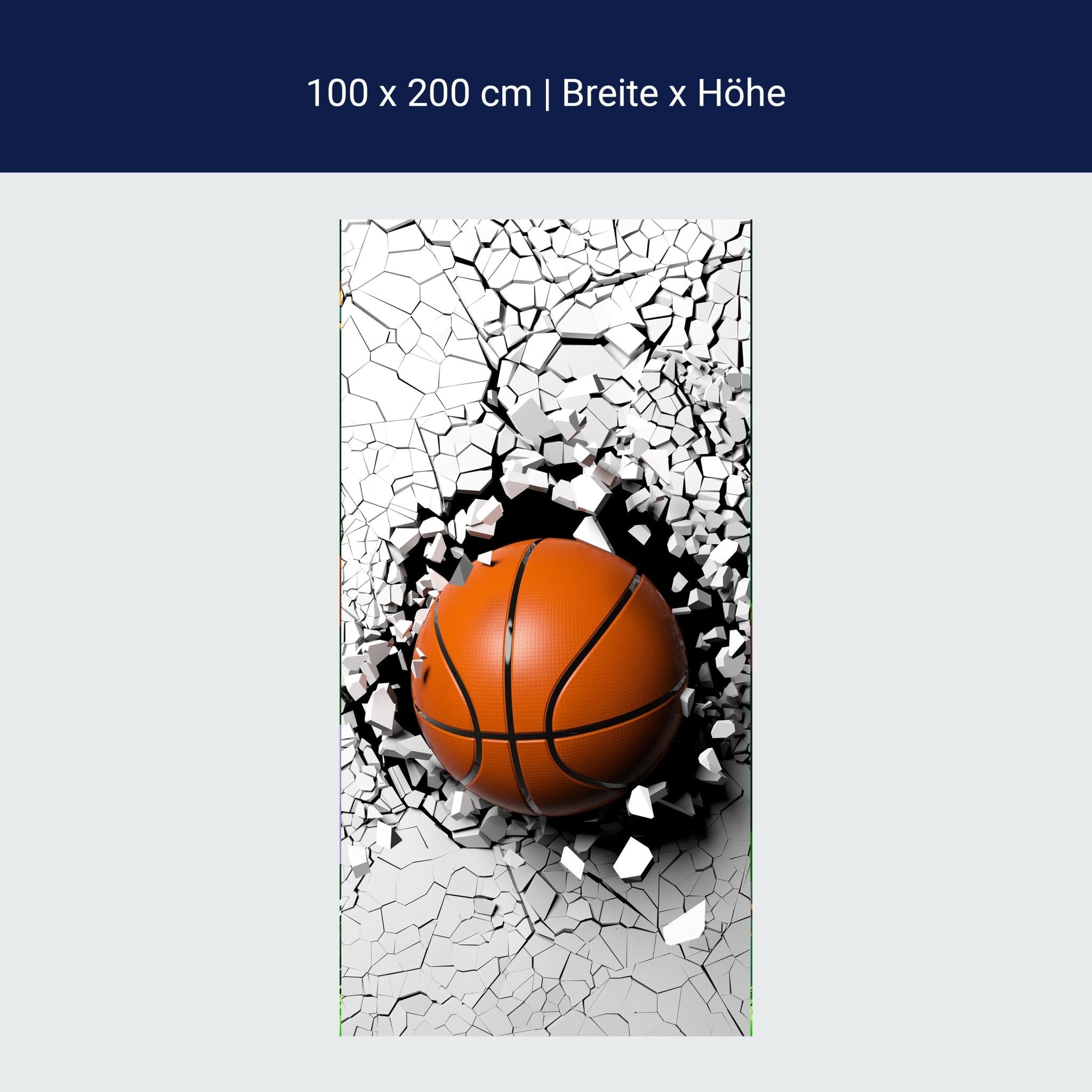 Türtapete Basketball durch Wand, 3D, Sport, Ball M1201 Türtapete Basketball durch Wand, 3D, Sport, Ball M1201