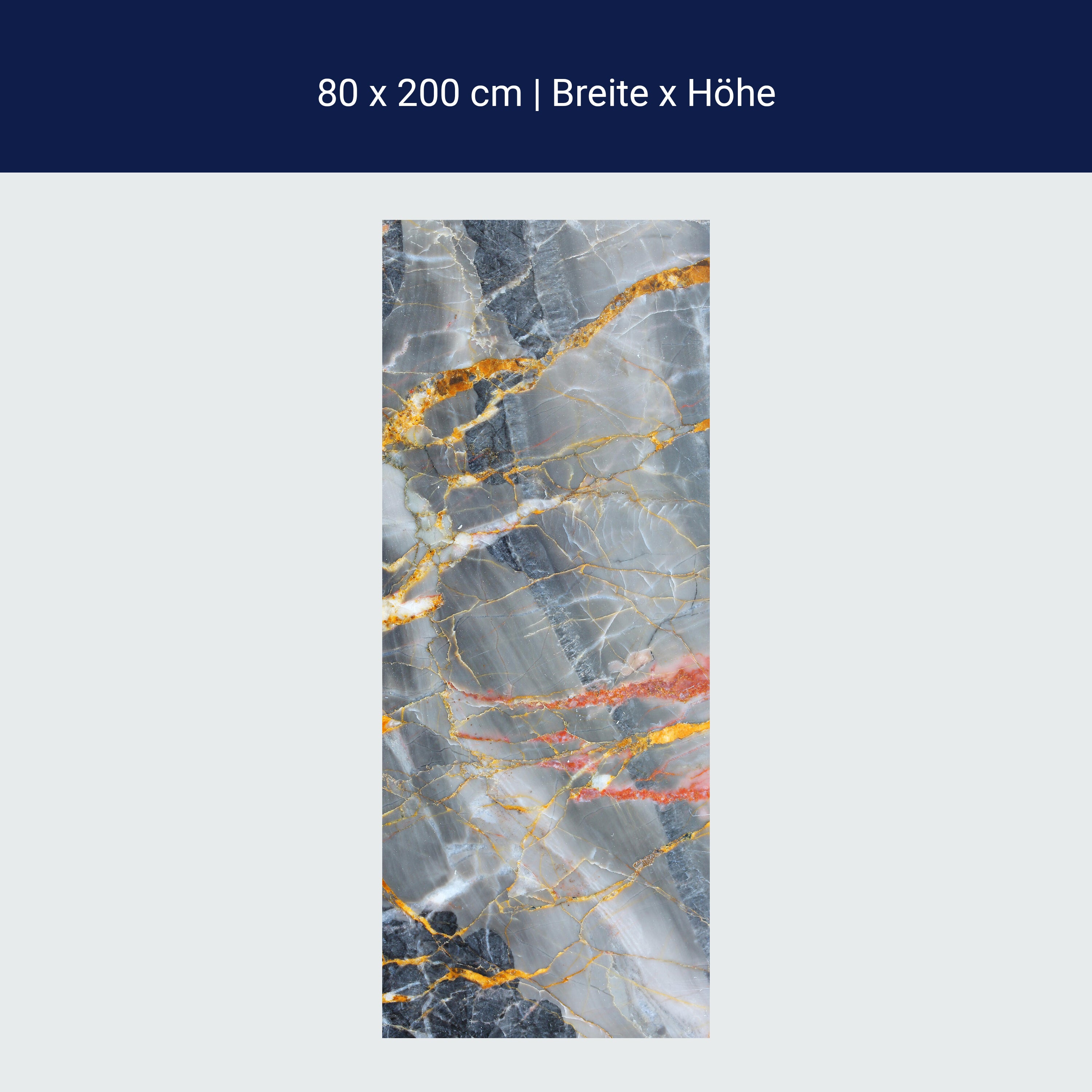 Türtapete grauer Marmor, Gold, Rot, Risse, Stein M1228 Türtapete grauer Marmor, Gold, Rot, Risse, Stein M1228