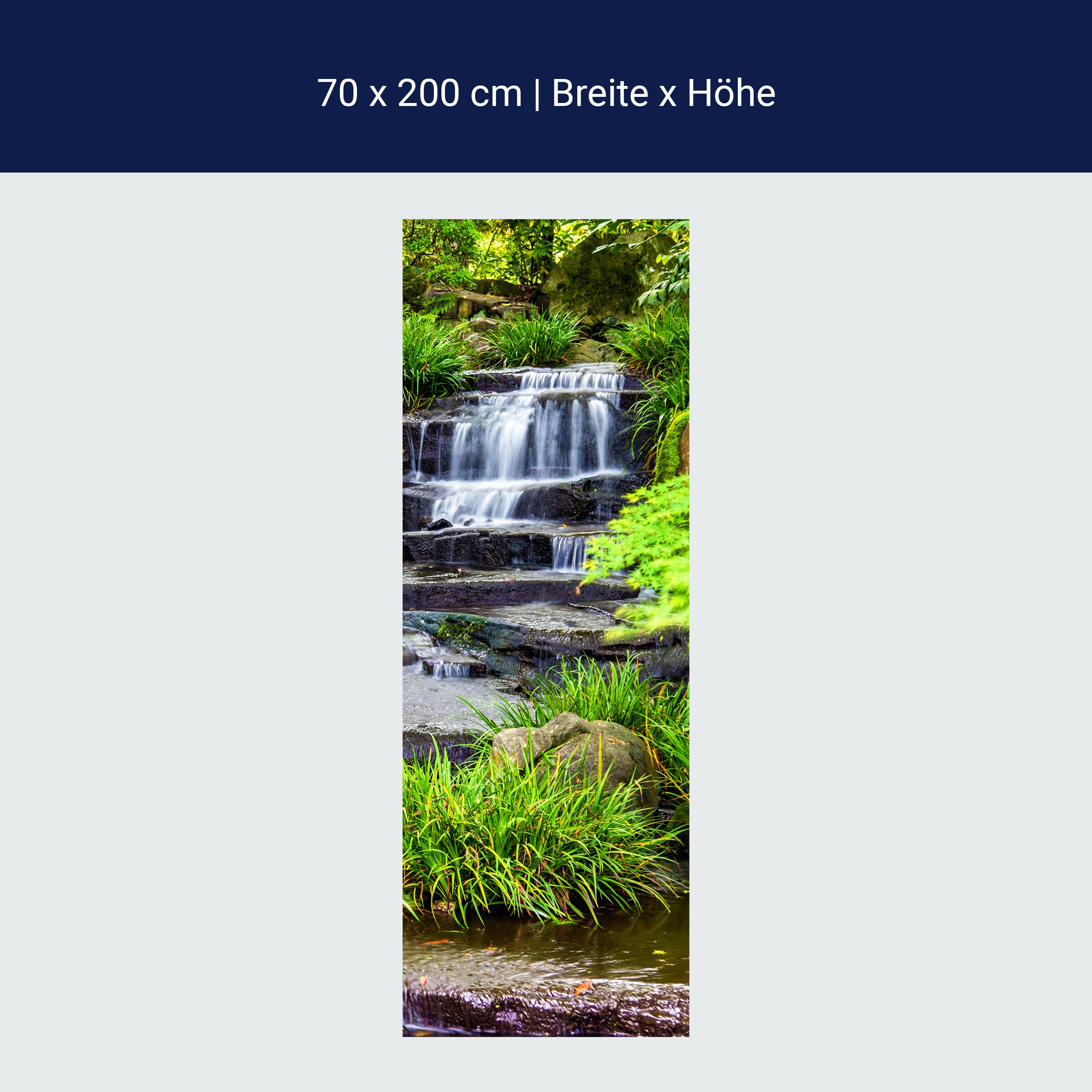 Türtapete Wasserfall, Treppe, Wasser, Bach, Grün M1247 Türtapete Wasserfall, Treppe, Wasser, Bach, Grün M1247