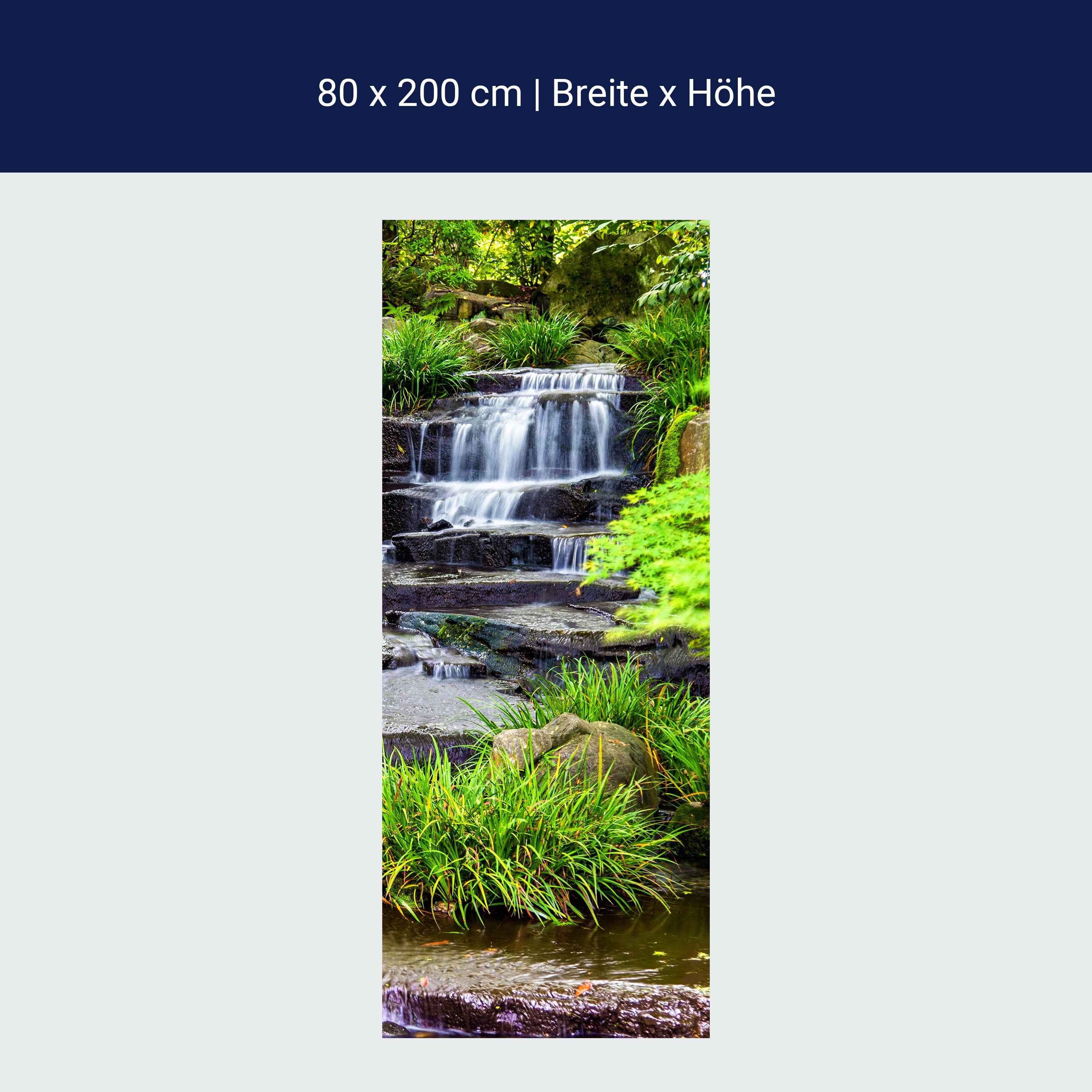 Türtapete Wasserfall, Treppe, Wasser, Bach, Grün M1247 Türtapete Wasserfall, Treppe, Wasser, Bach, Grün M1247