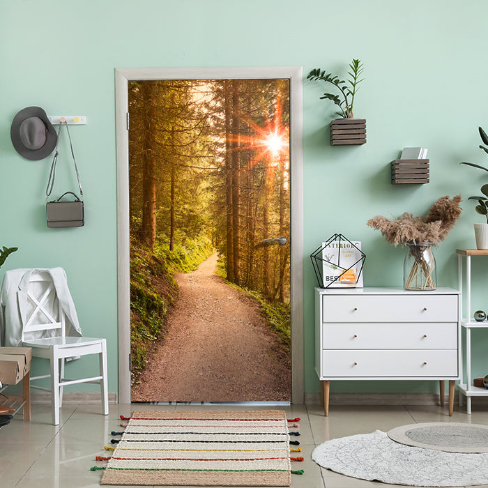 Türtapete Waldweg am Abend, Sonne, Wald M1248 - Bild 1 Türtapete Waldweg am Abend, Sonne, Wald M1248 - Bild 1