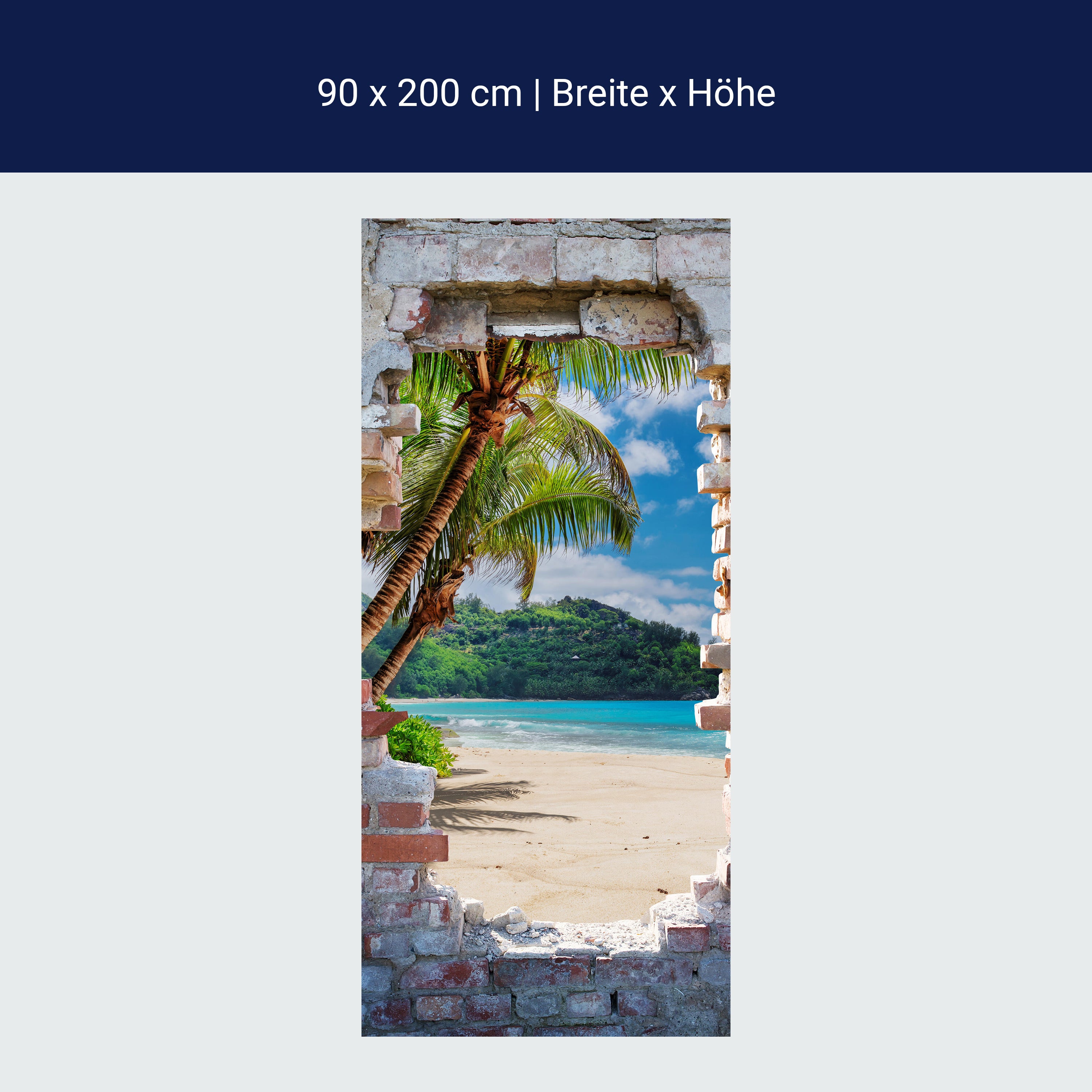 Türtapete 3D Steinwand, Paradies, Meer, Strand M1266 Türtapete 3D Steinwand, Paradies, Meer, Strand M1266