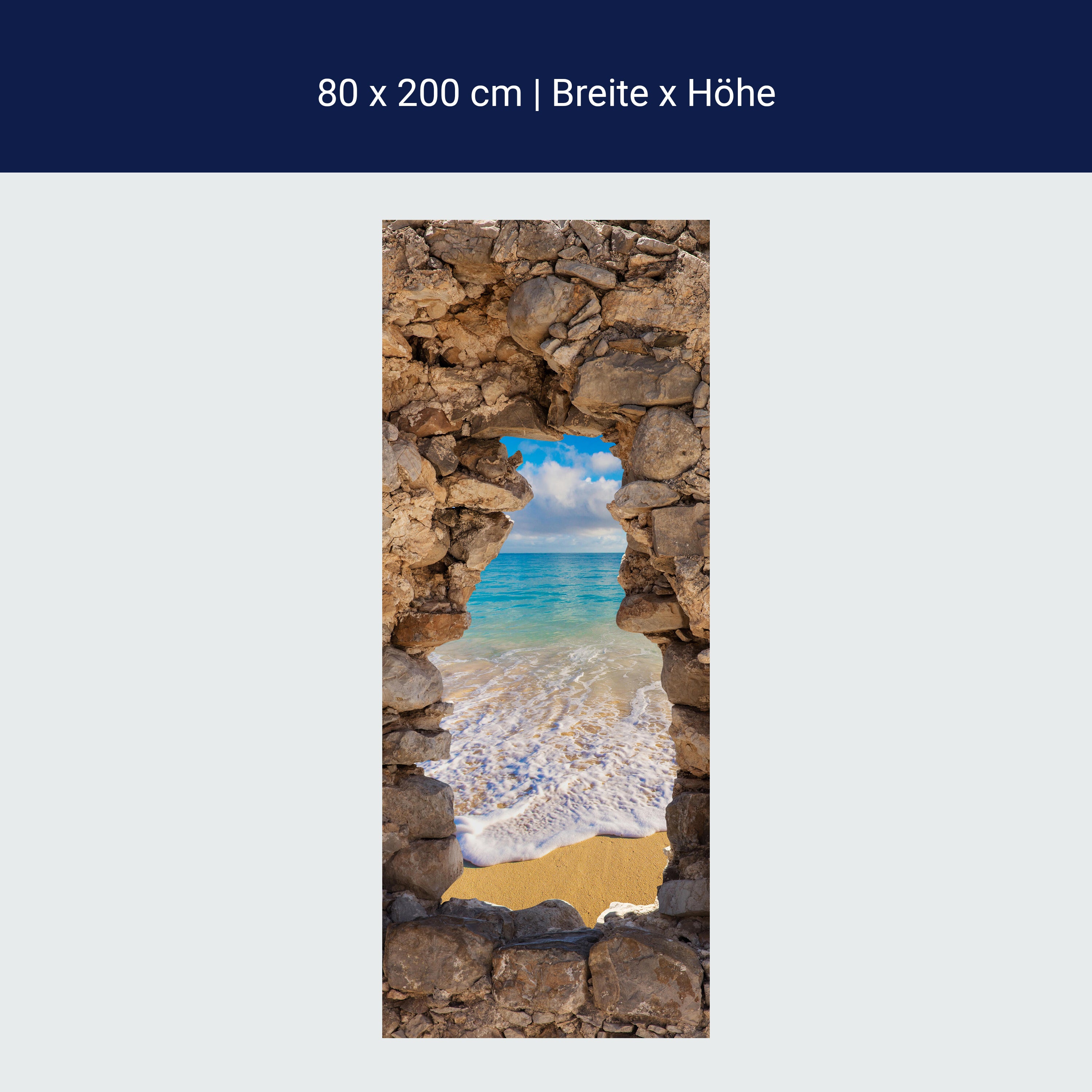 Türtapete 3D Steine, Brandung, Meer, Strand, Blau M1269 Türtapete 3D Steine, Brandung, Meer, Strand, Blau M1269