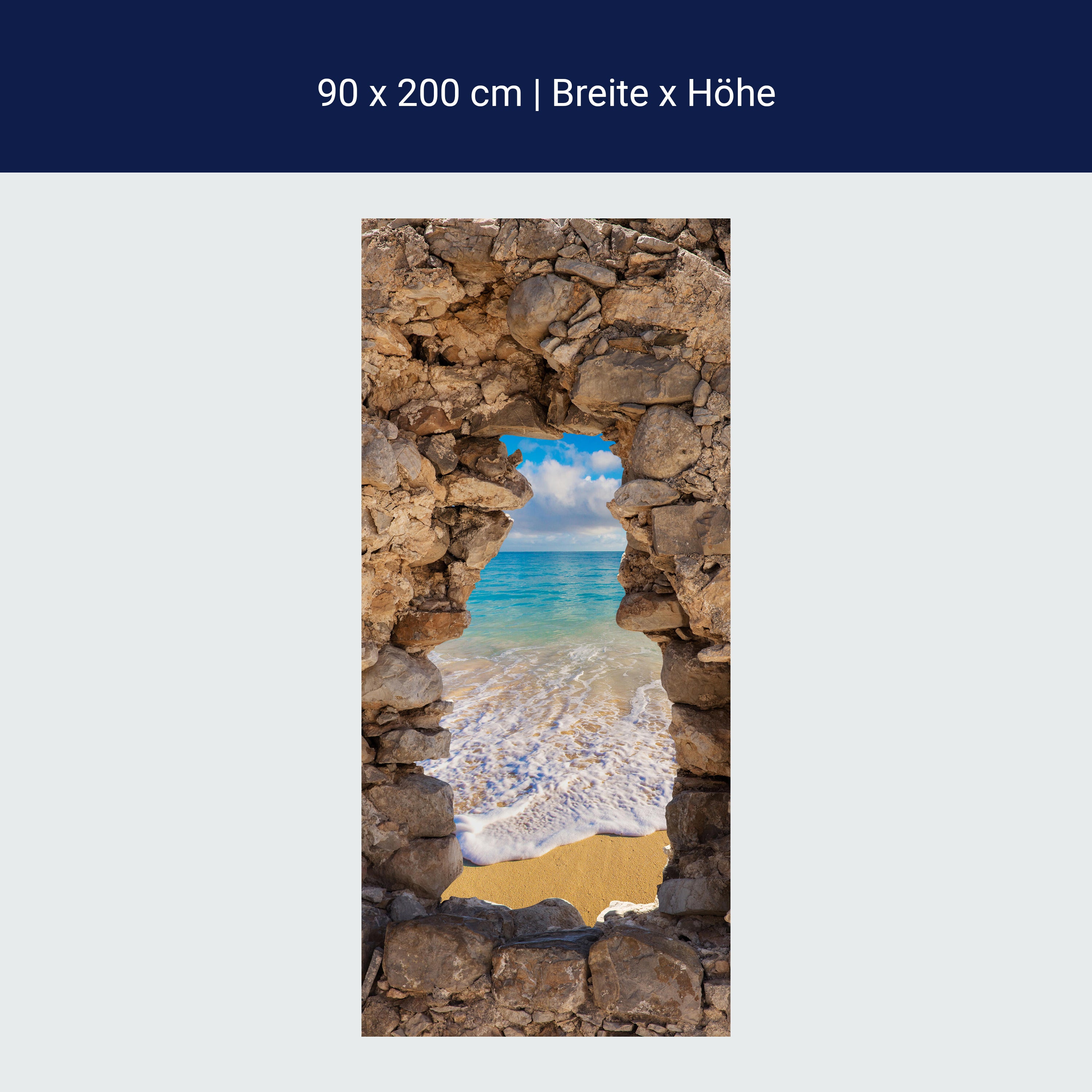 Türtapete 3D Steine, Brandung, Meer, Strand, Blau M1269 Türtapete 3D Steine, Brandung, Meer, Strand, Blau M1269