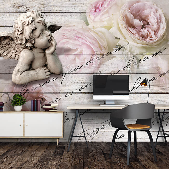 Fototapete Rosen Holz Engel M1271 - Bild 1 Fototapete Rosen Holz Engel M1271 - Bild 1
