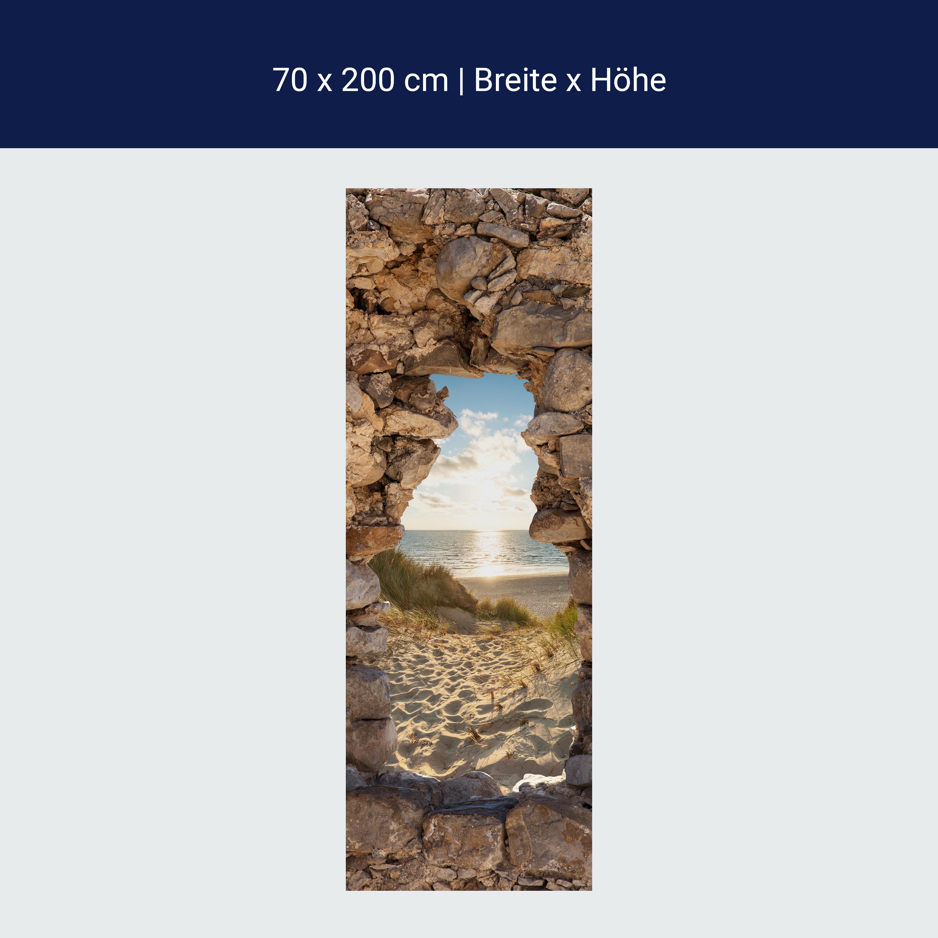 Türtapete 3D Steine, Sand, Strand, Düne, Meer M1271 Türtapete 3D Steine, Sand, Strand, Düne, Meer M1271