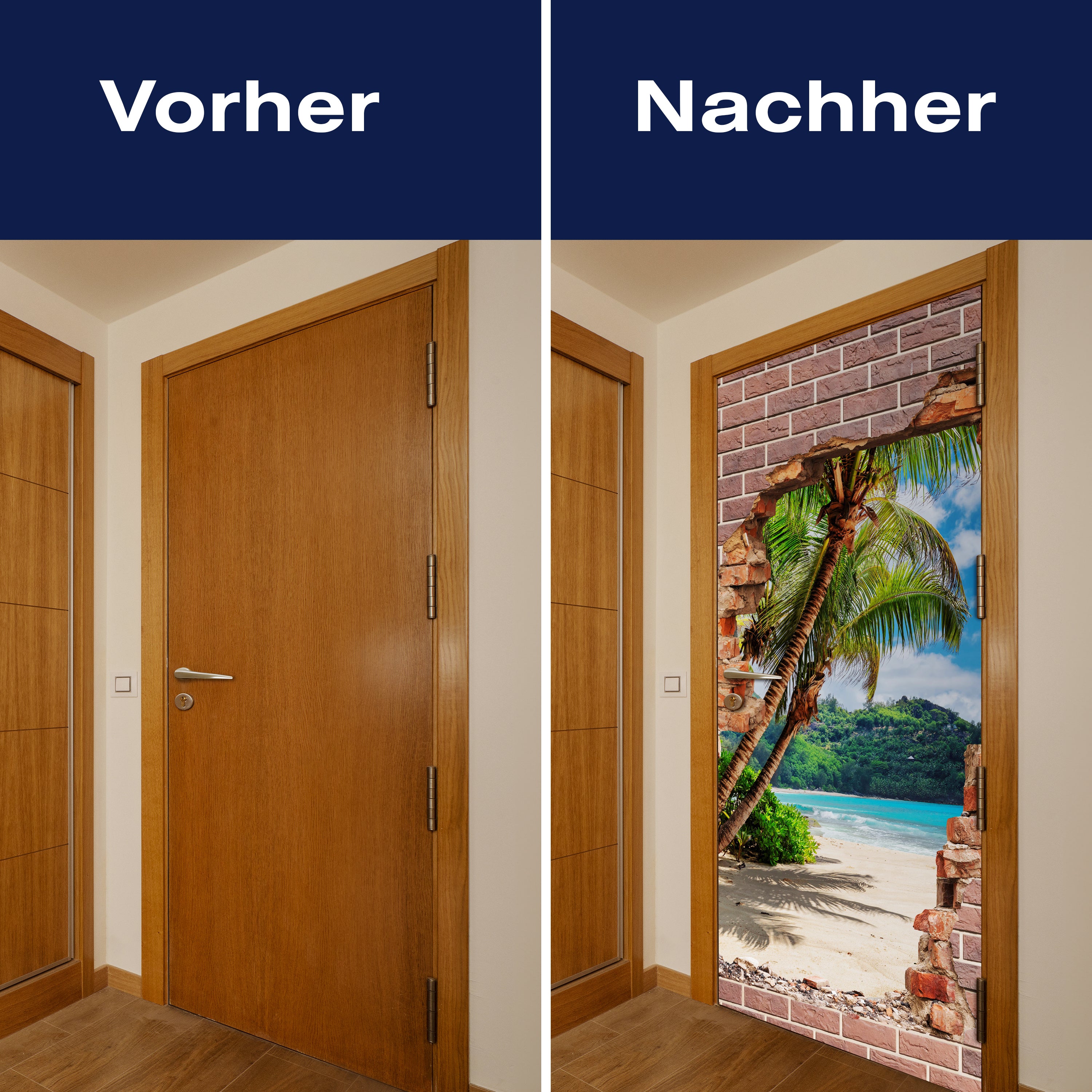 Türtapete 3D Backstein, Palmen, Insel, Strand M1274 - Bild 10 Türtapete 3D Backstein, Palmen, Insel, Strand M1274 - Bild 10