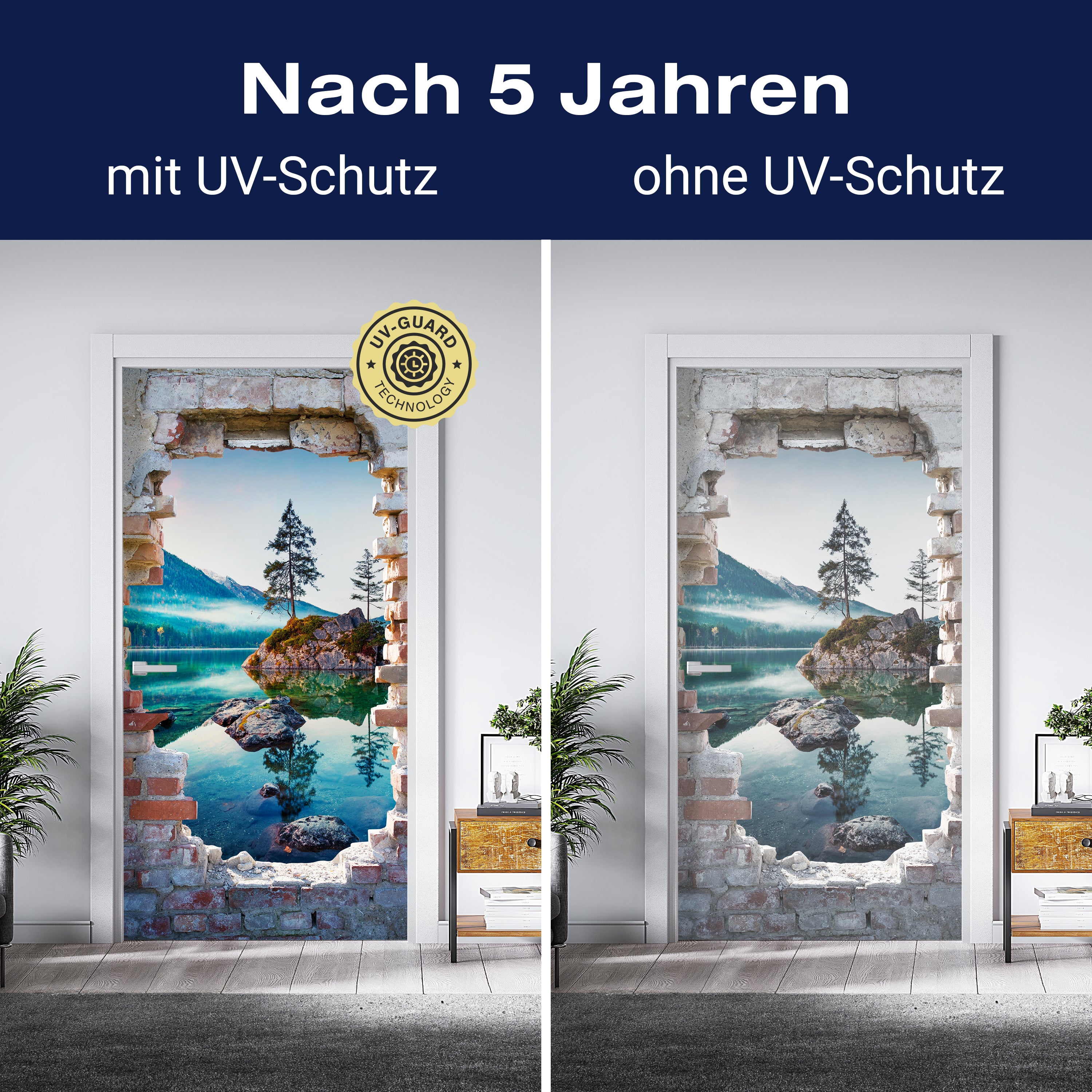 Türtapete 3D Backstein, See, Berge, Baum, Felsen M1280 - Bild 4 Türtapete 3D Backstein, See, Berge, Baum, Felsen M1280 - Bild 4