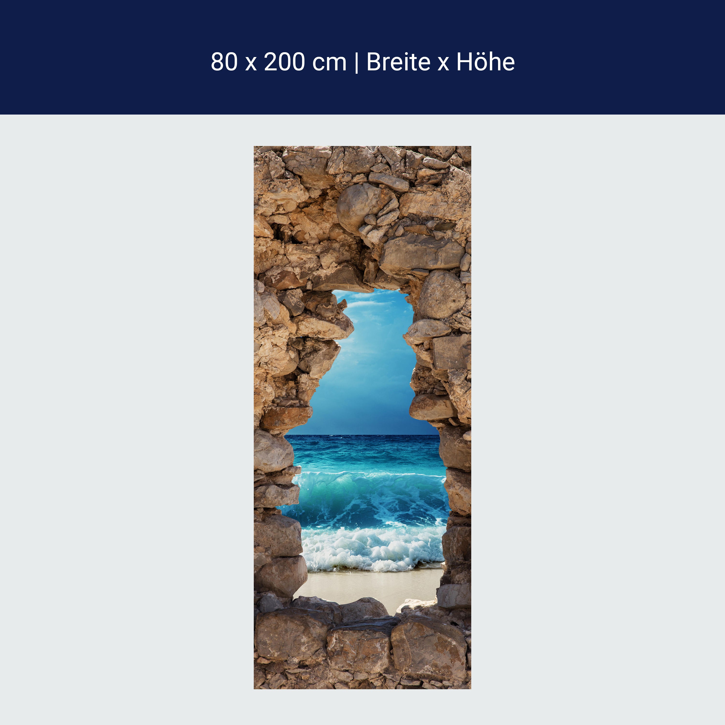 Türtapete 3D Backsteine, Meer, Wellen, Strand M1284 Türtapete 3D Backsteine, Meer, Wellen, Strand M1284