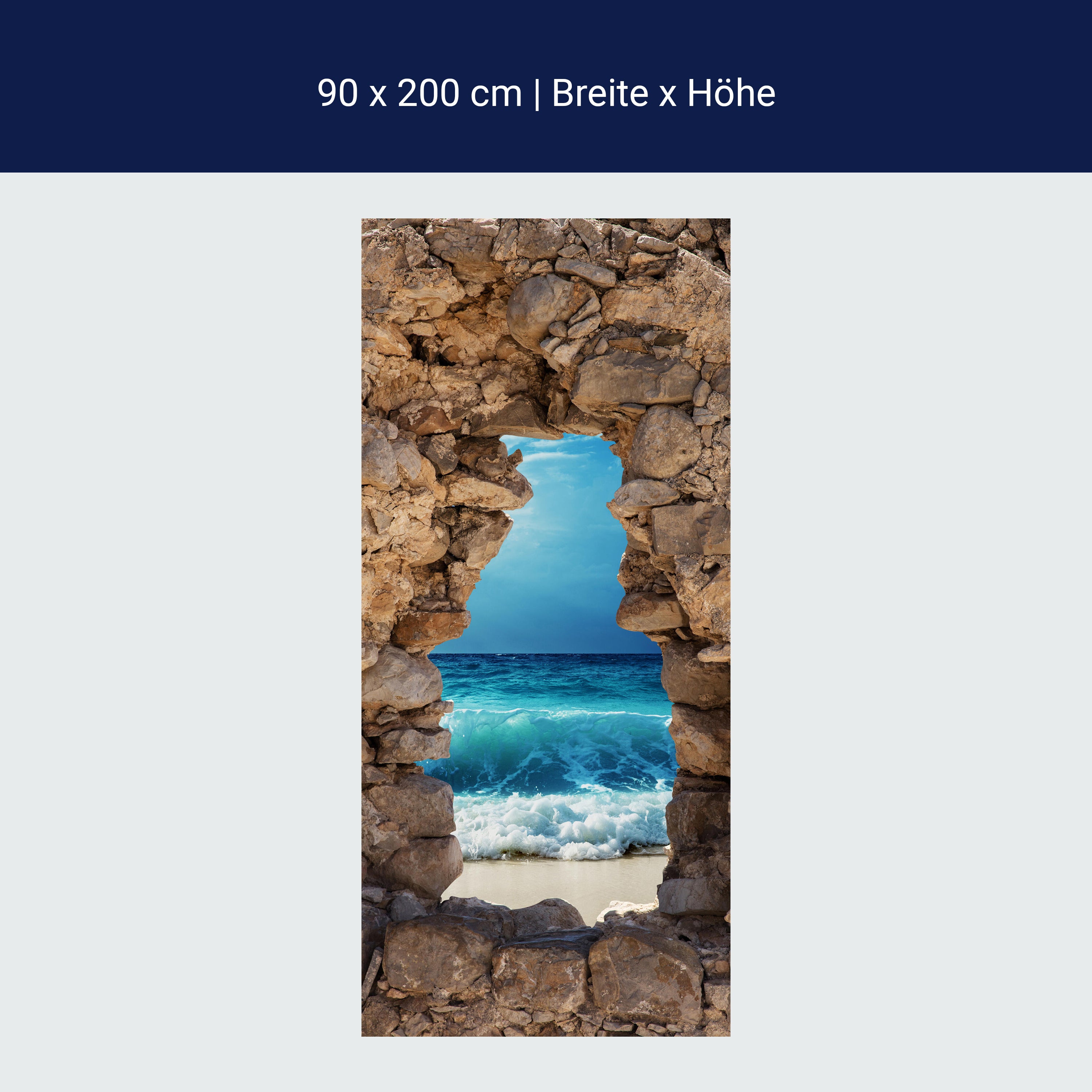 Türtapete 3D Backsteine, Meer, Wellen, Strand M1284 Türtapete 3D Backsteine, Meer, Wellen, Strand M1284