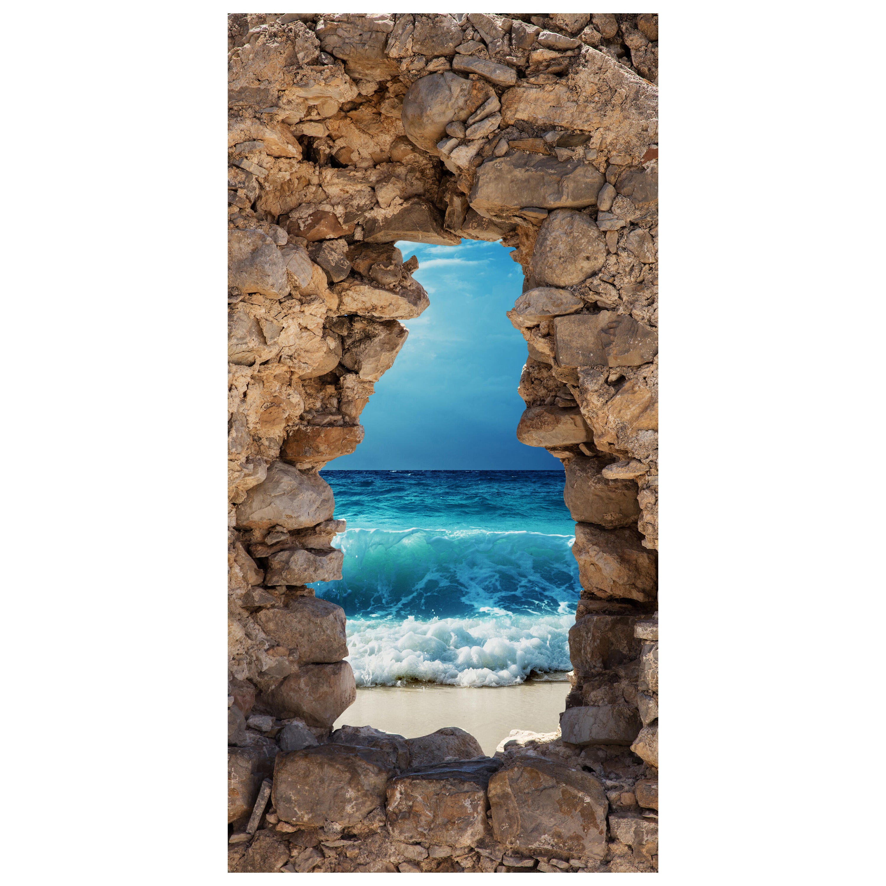 Türtapete 3D Backsteine, Meer, Wellen, Strand M1284 - Bild 2 Türtapete 3D Backsteine, Meer, Wellen, Strand M1284 - Bild 2