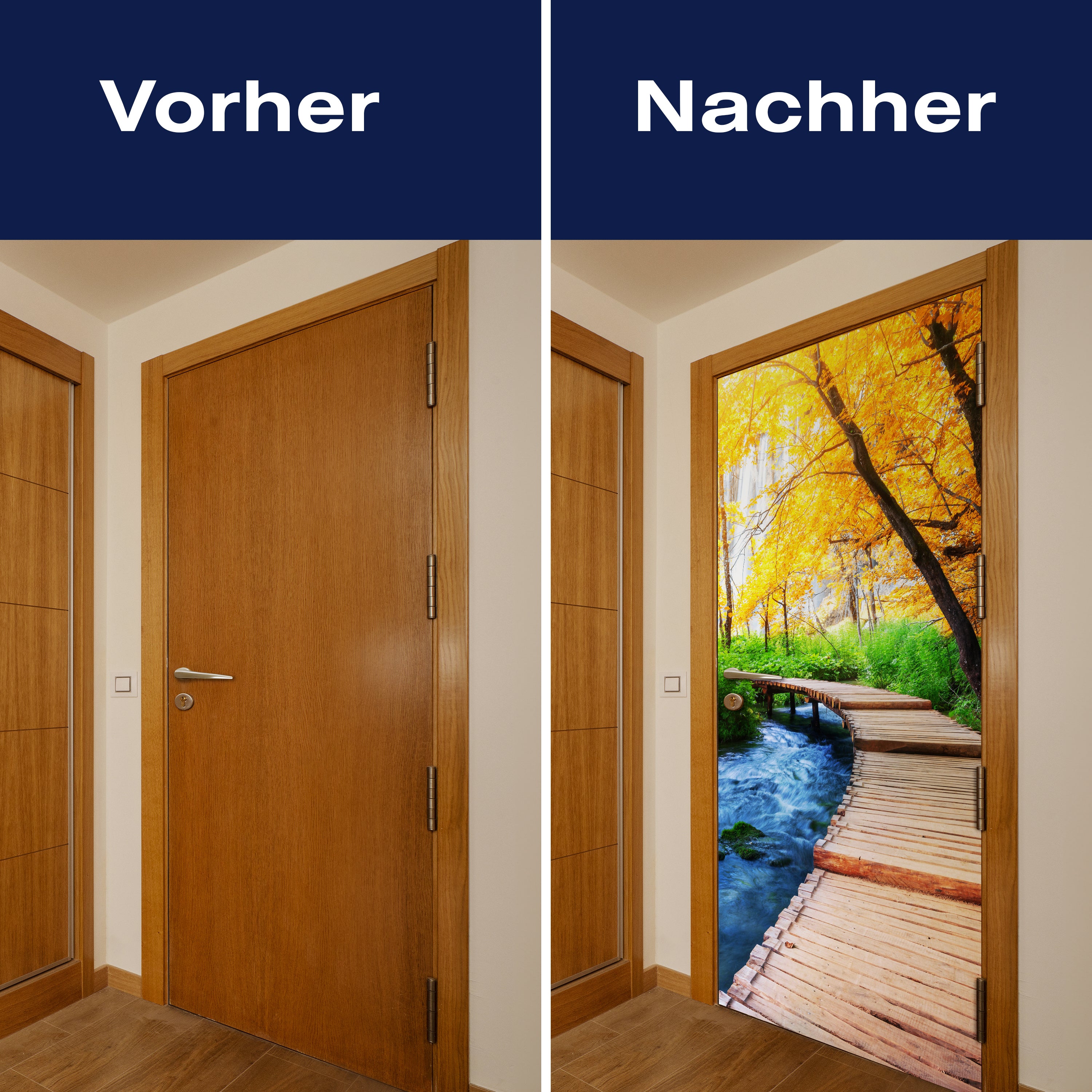 Türtapete Holz Steg über Bach, Wald, Herbst, Bäume M1287 - Bild 10 Türtapete Holz Steg über Bach, Wald, Herbst, Bäume M1287 - Bild 10