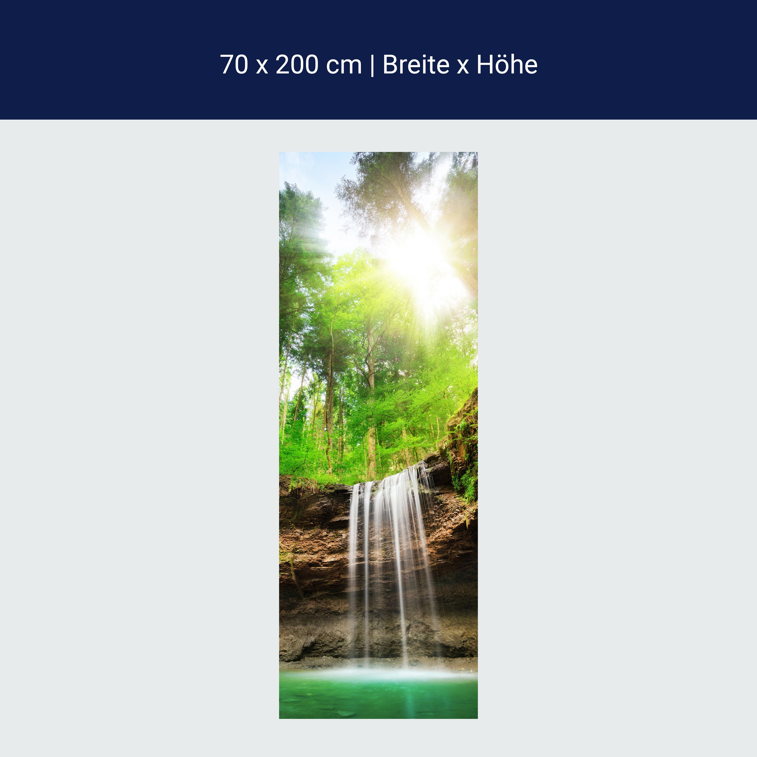 Türtapete Wasserfall im Wald, Sonne, Wasser, Natur M1294 Türtapete Wasserfall im Wald, Sonne, Wasser, Natur M1294