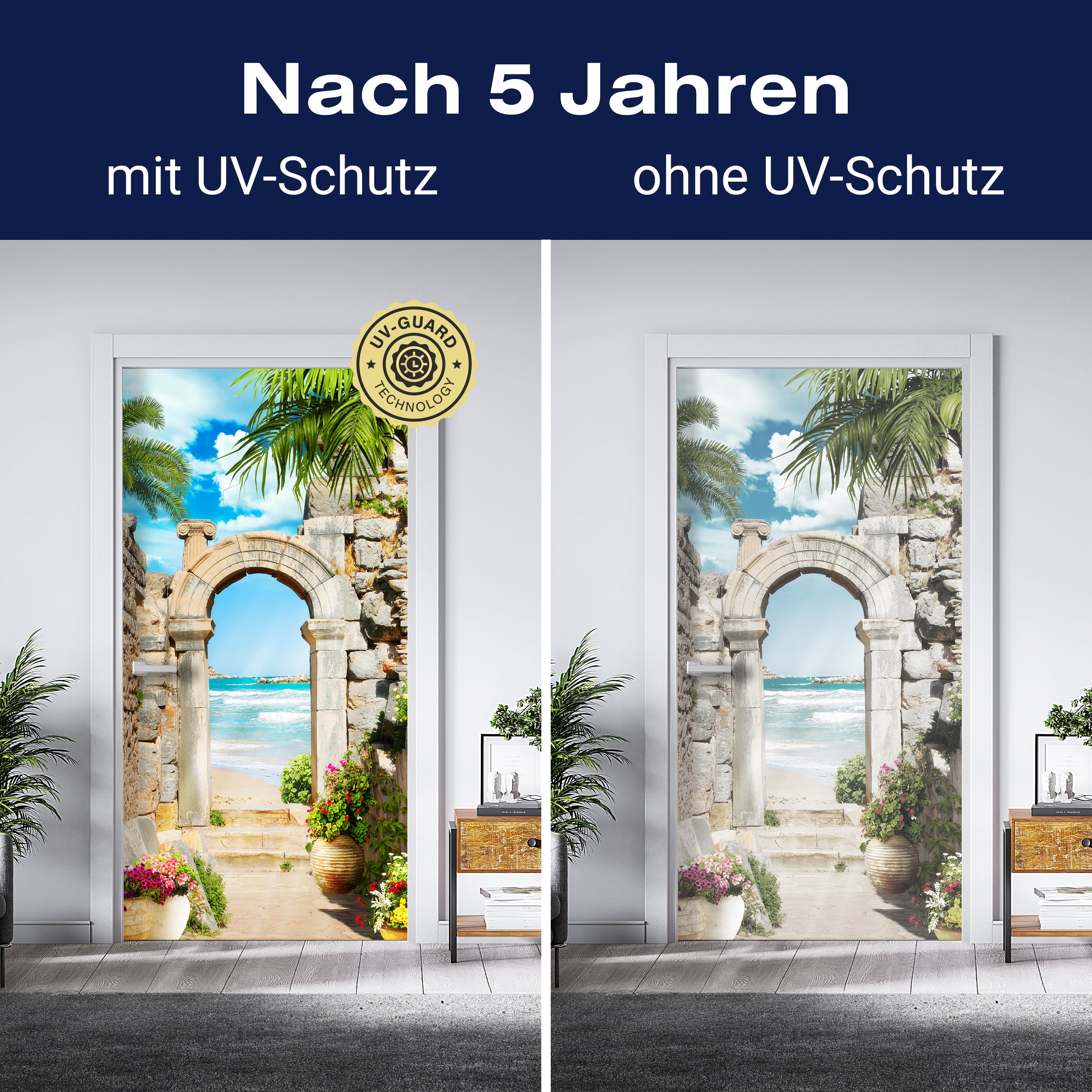 Türtapete Blick aufs Meer, Torbogen, Palmen, Stein M1297 - Bild 4 Türtapete Blick aufs Meer, Torbogen, Palmen, Stein M1297 - Bild 4