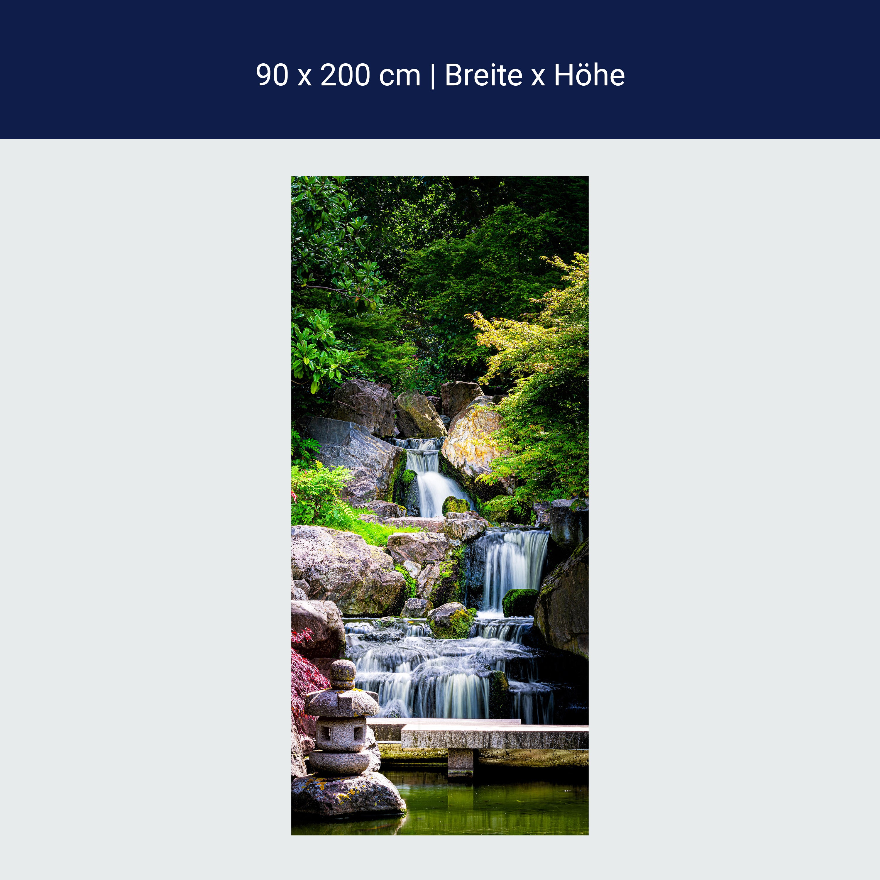 Türtapete Wasserfall in Garten, Bäume, Stufen M1308 Türtapete Wasserfall in Garten, Bäume, Stufen M1308