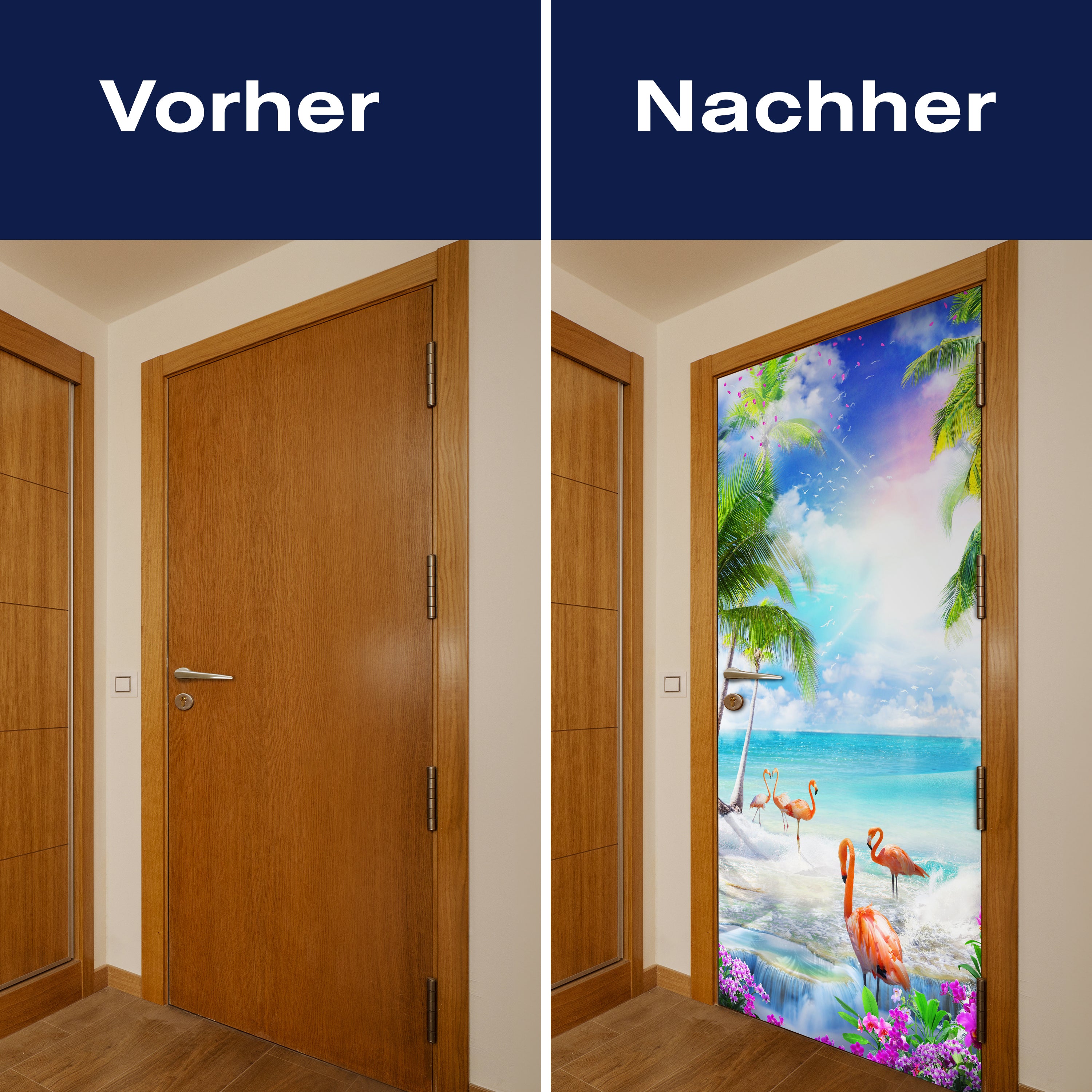 Türtapete Flamingos am Meer, Palmen, Wasser, Sonne M1309 - Bild 10 Türtapete Flamingos am Meer, Palmen, Wasser, Sonne M1309 - Bild 10