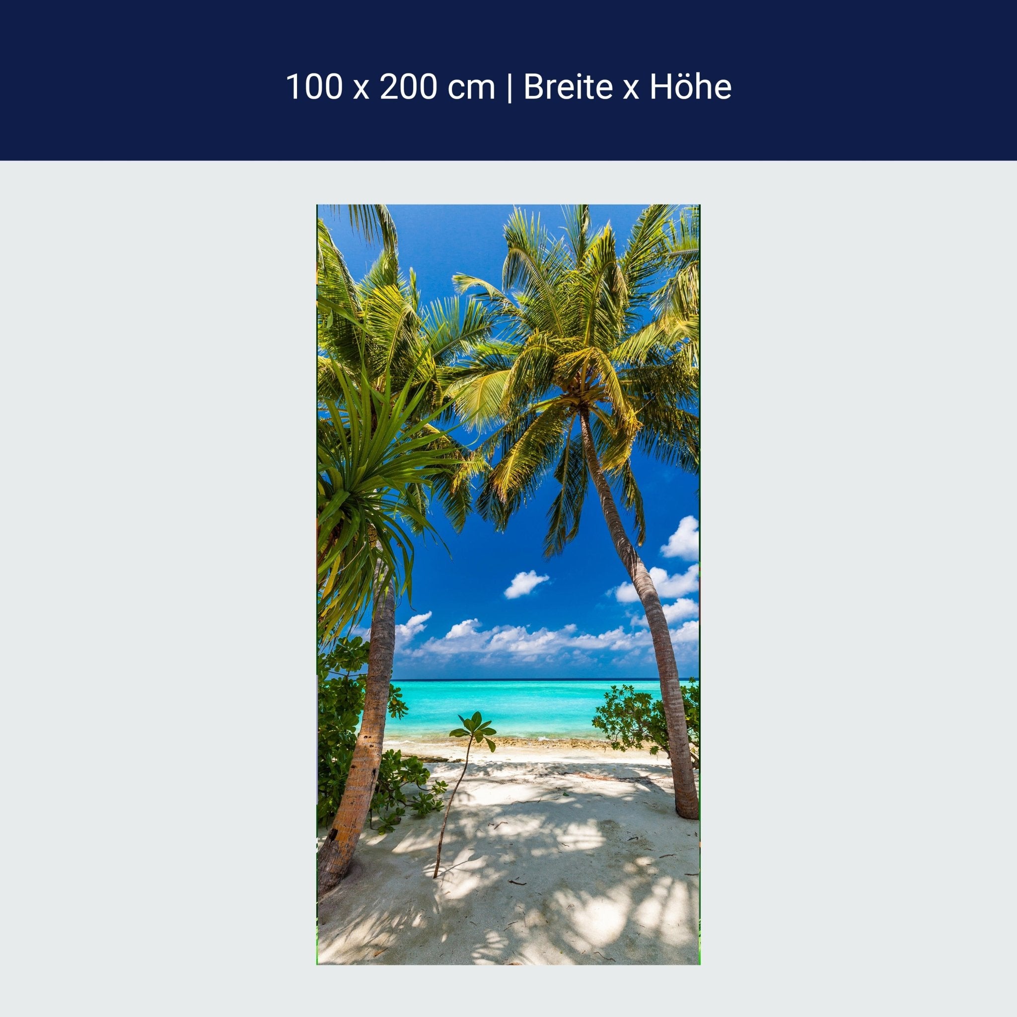 Türtapete Blick aufs Meer, Palmen, Paradies, Sand M1311 Türtapete Blick aufs Meer, Palmen, Paradies, Sand M1311