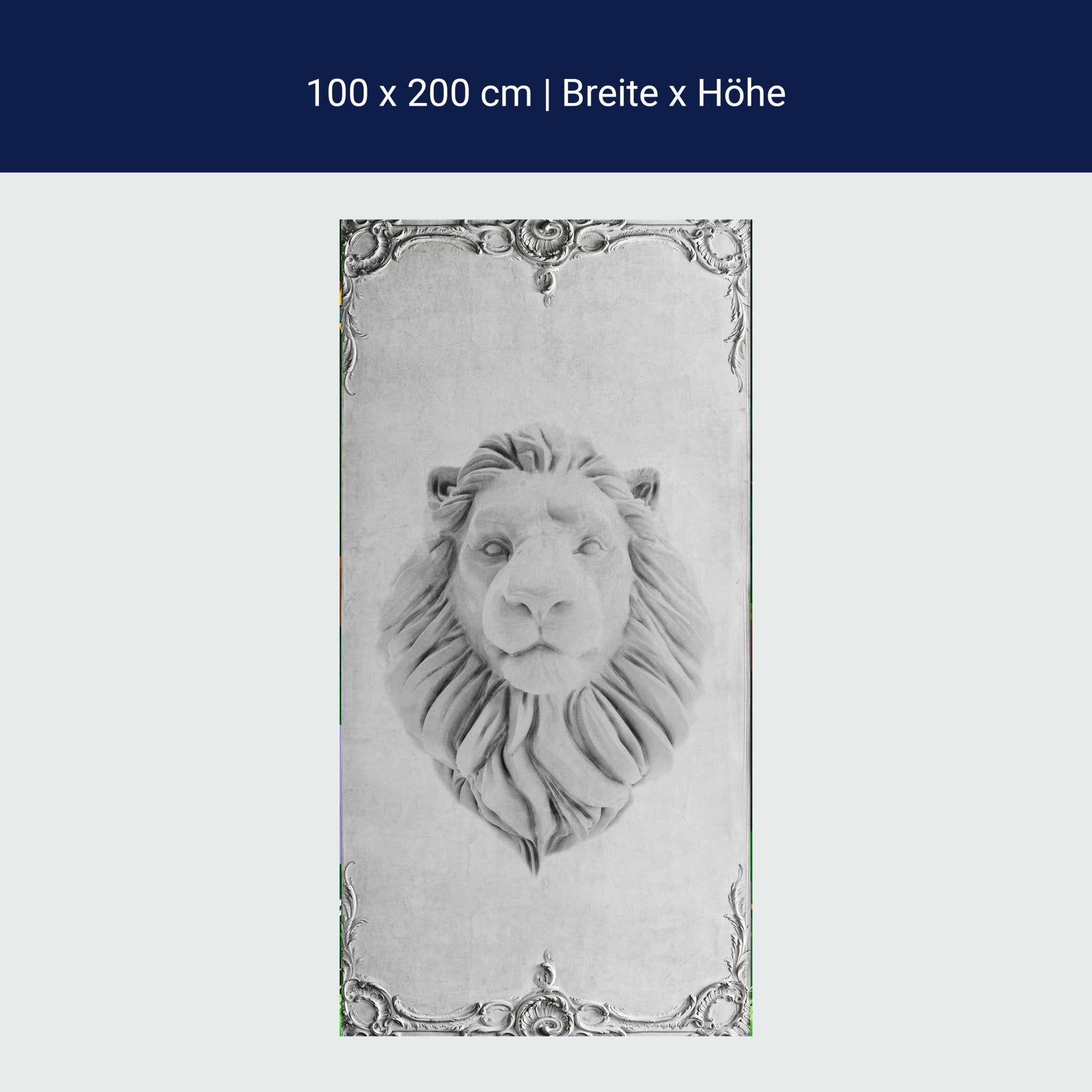 Türtapete großer Löwenkopf, Stuck, Löwe, Marmor M1314 Türtapete großer Löwenkopf, Stuck, Löwe, Marmor M1314