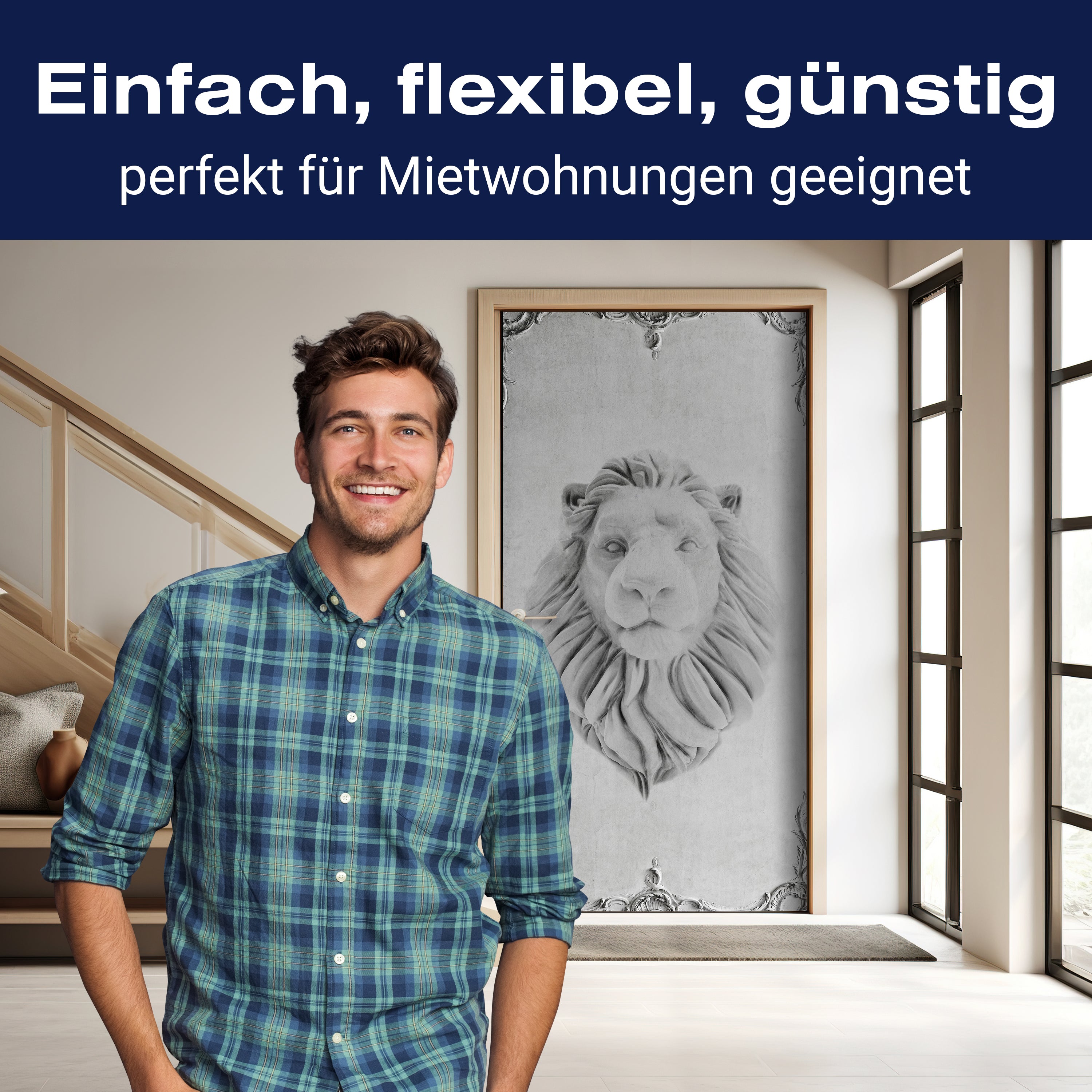 Türtapete großer Löwenkopf, Stuck, Löwe, Marmor M1314 - Bild 3 Türtapete großer Löwenkopf, Stuck, Löwe, Marmor M1314 - Bild 3