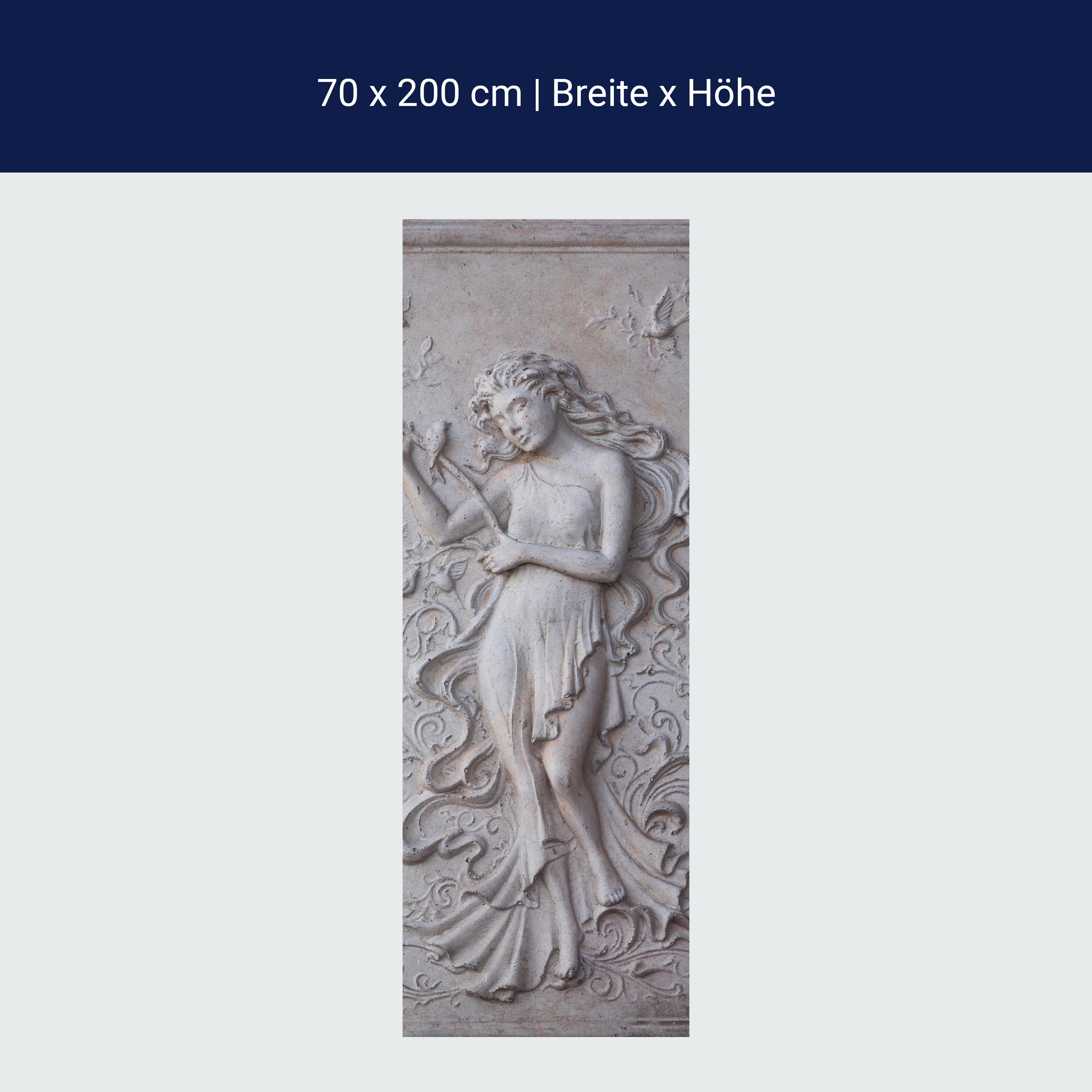 Türtapete Frau & Vögel Figur, Wandbild, Stein M1318 Türtapete Frau & Vögel Figur, Wandbild, Stein M1318