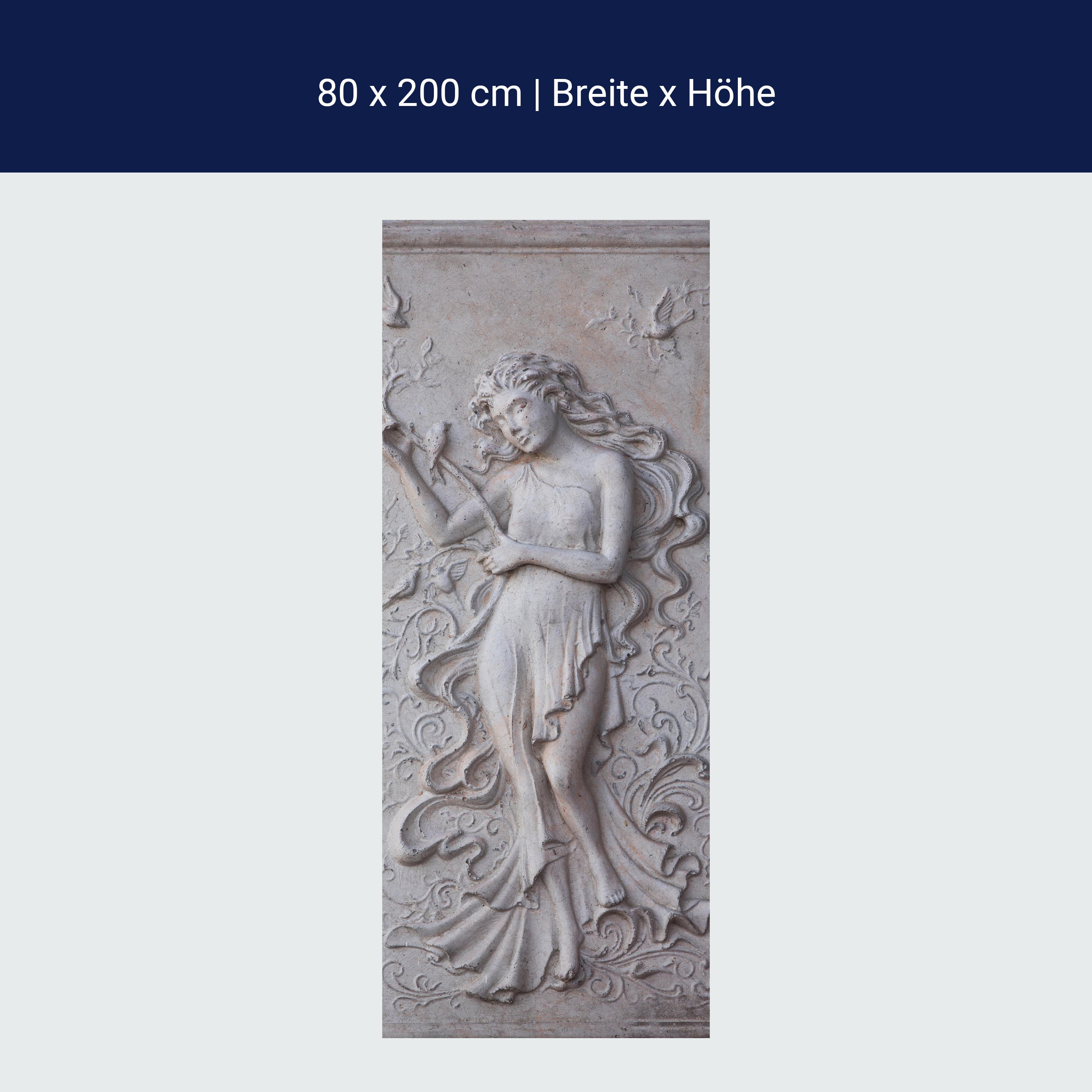 Türtapete Frau & Vögel Figur, Wandbild, Stein M1318 Türtapete Frau & Vögel Figur, Wandbild, Stein M1318