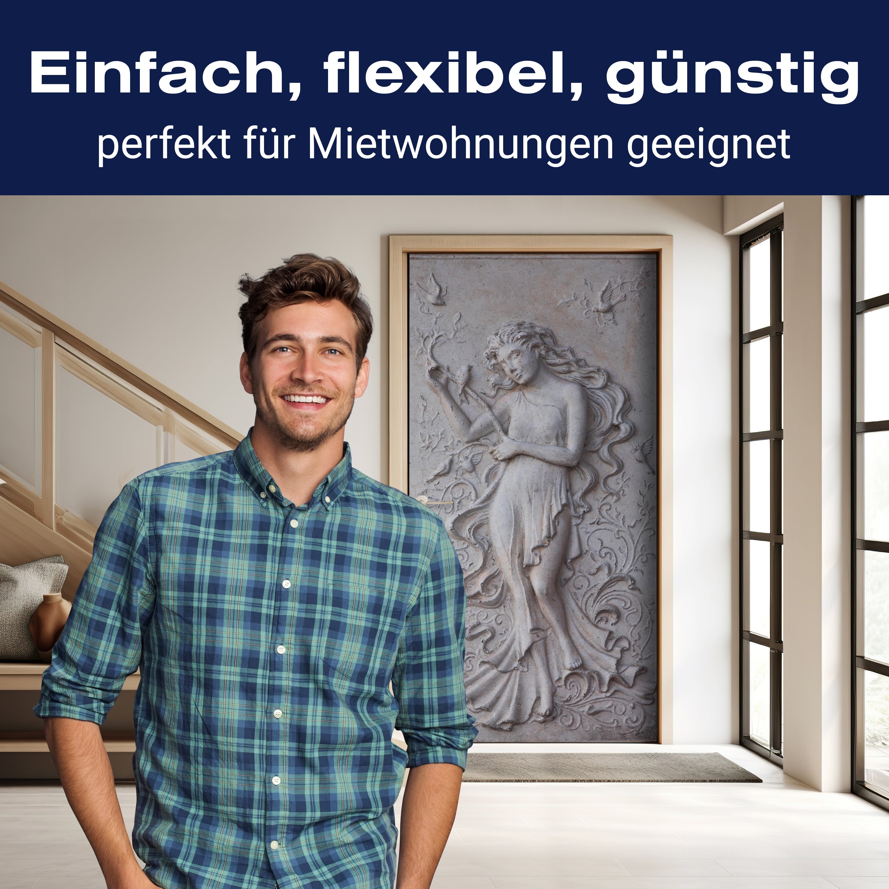 Türtapete Frau & Vögel Figur, Wandbild, Stein M1318 - Bild 3 Türtapete Frau & Vögel Figur, Wandbild, Stein M1318 - Bild 3