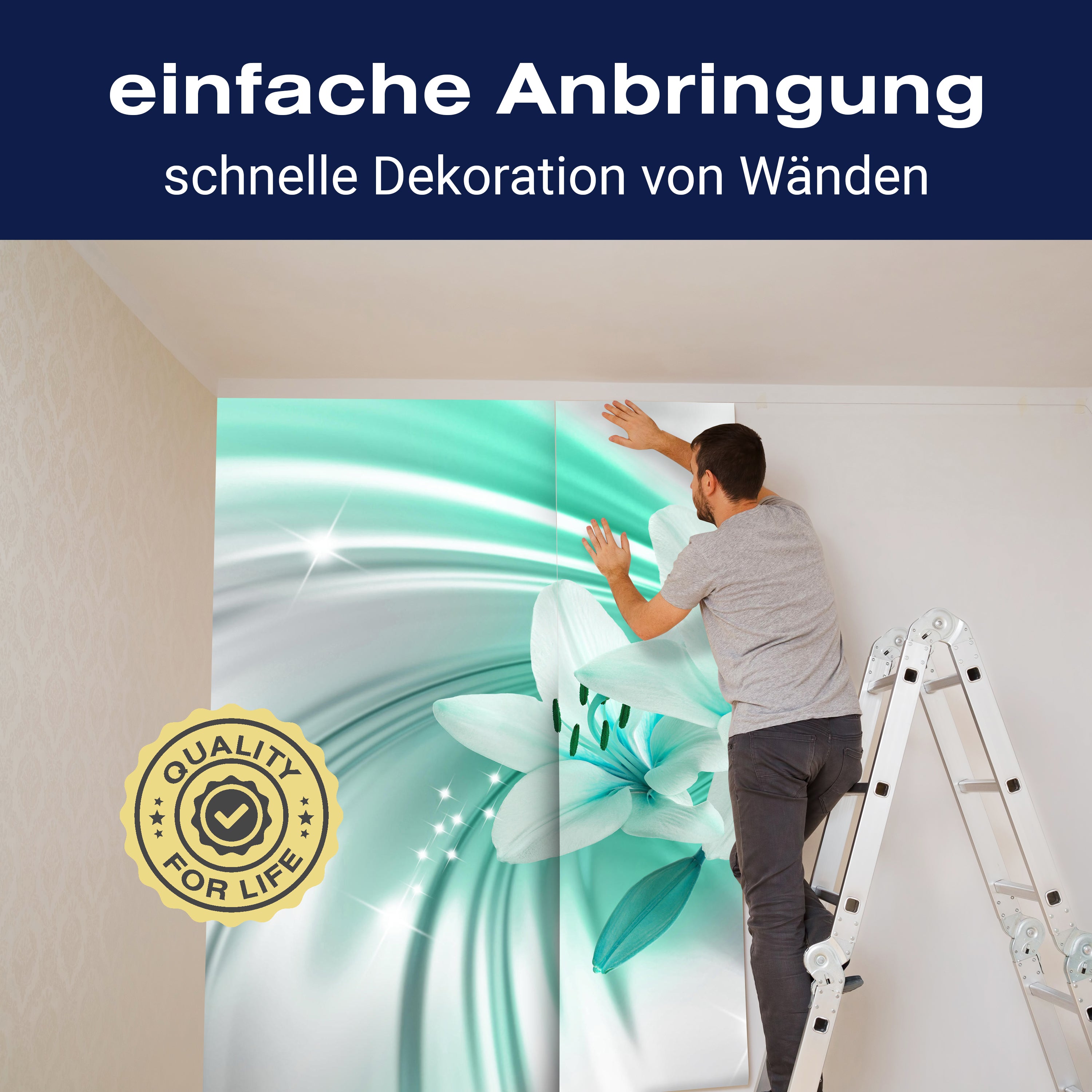 Fototapete Türkis Lilien Blüten M1319 - Bild 3 Fototapete Türkis Lilien Blüten M1319 - Bild 3