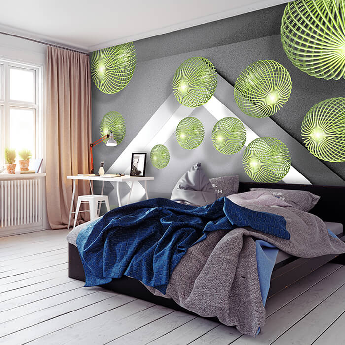 Fototapete Grün Kugeln 3D Effekt M1324 - Bild 1 Fototapete Grün Kugeln 3D Effekt M1324 - Bild 1