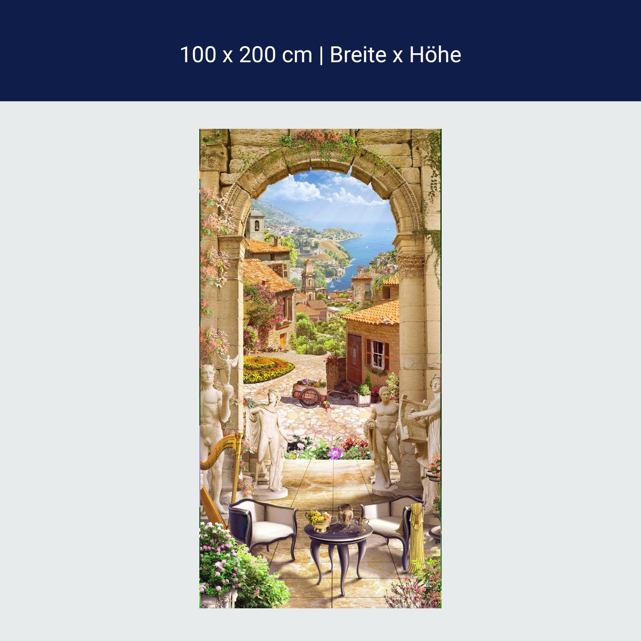 Türtapete historische Stadt, Blick durch Torbogen M1325 Türtapete historische Stadt, Blick durch Torbogen M1325