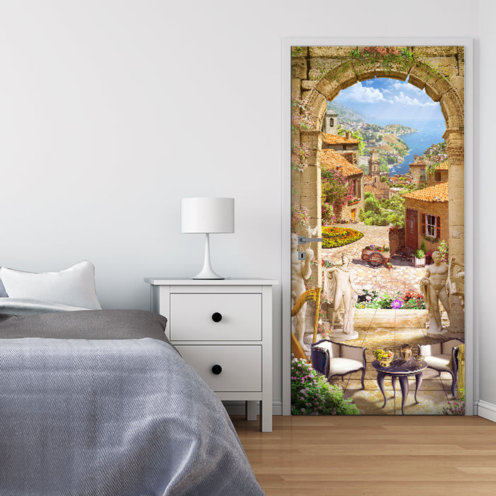 Türtapete historische Stadt, Blick durch Torbogen M1325 - Bild 1 Türtapete historische Stadt, Blick durch Torbogen M1325 - Bild 1