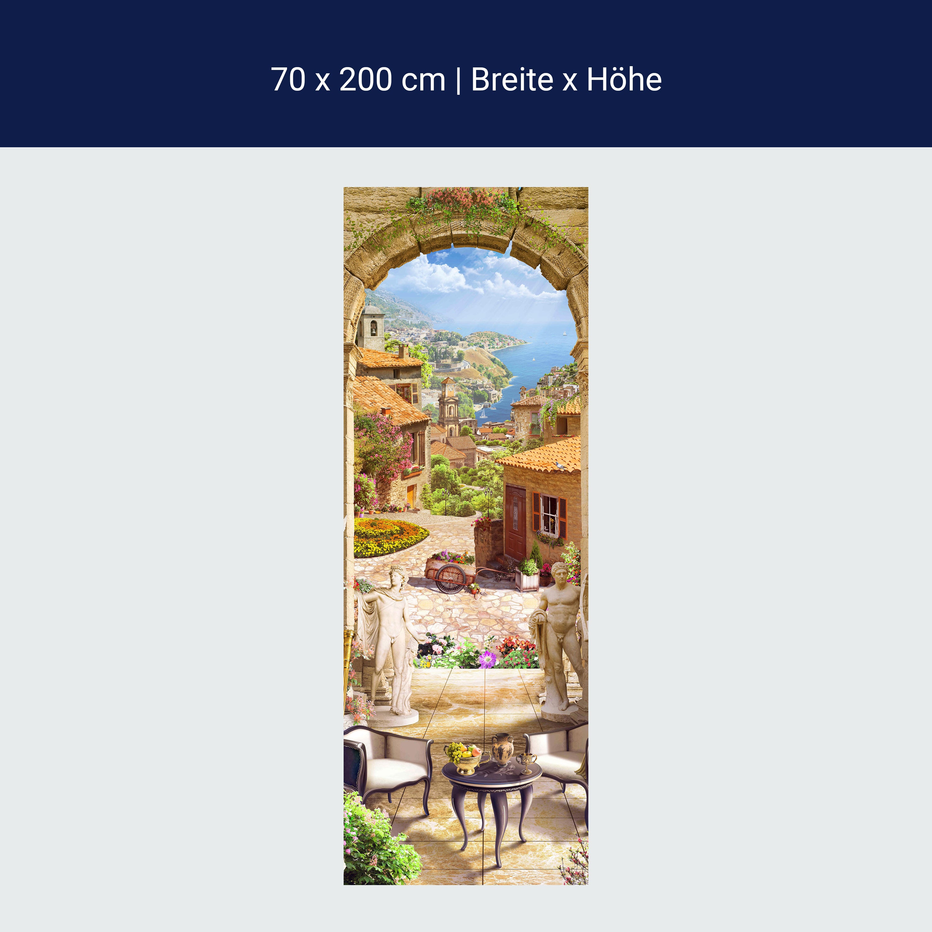 Türtapete historische Stadt, Blick durch Torbogen M1325 Türtapete historische Stadt, Blick durch Torbogen M1325