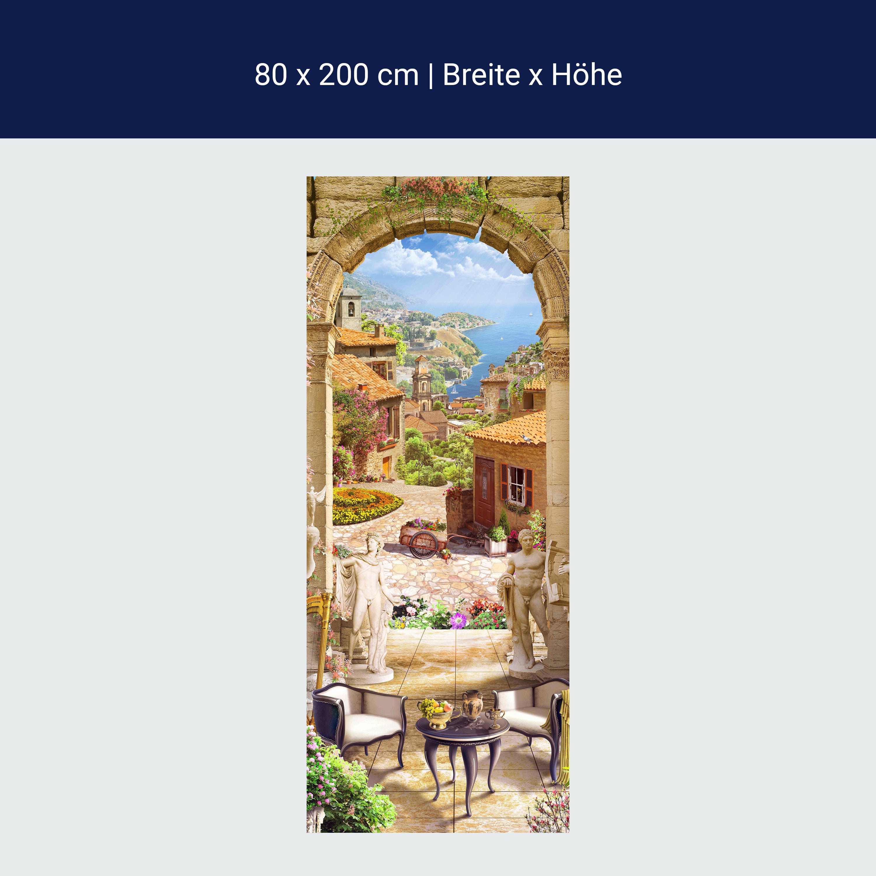 Türtapete historische Stadt, Blick durch Torbogen M1325 Türtapete historische Stadt, Blick durch Torbogen M1325