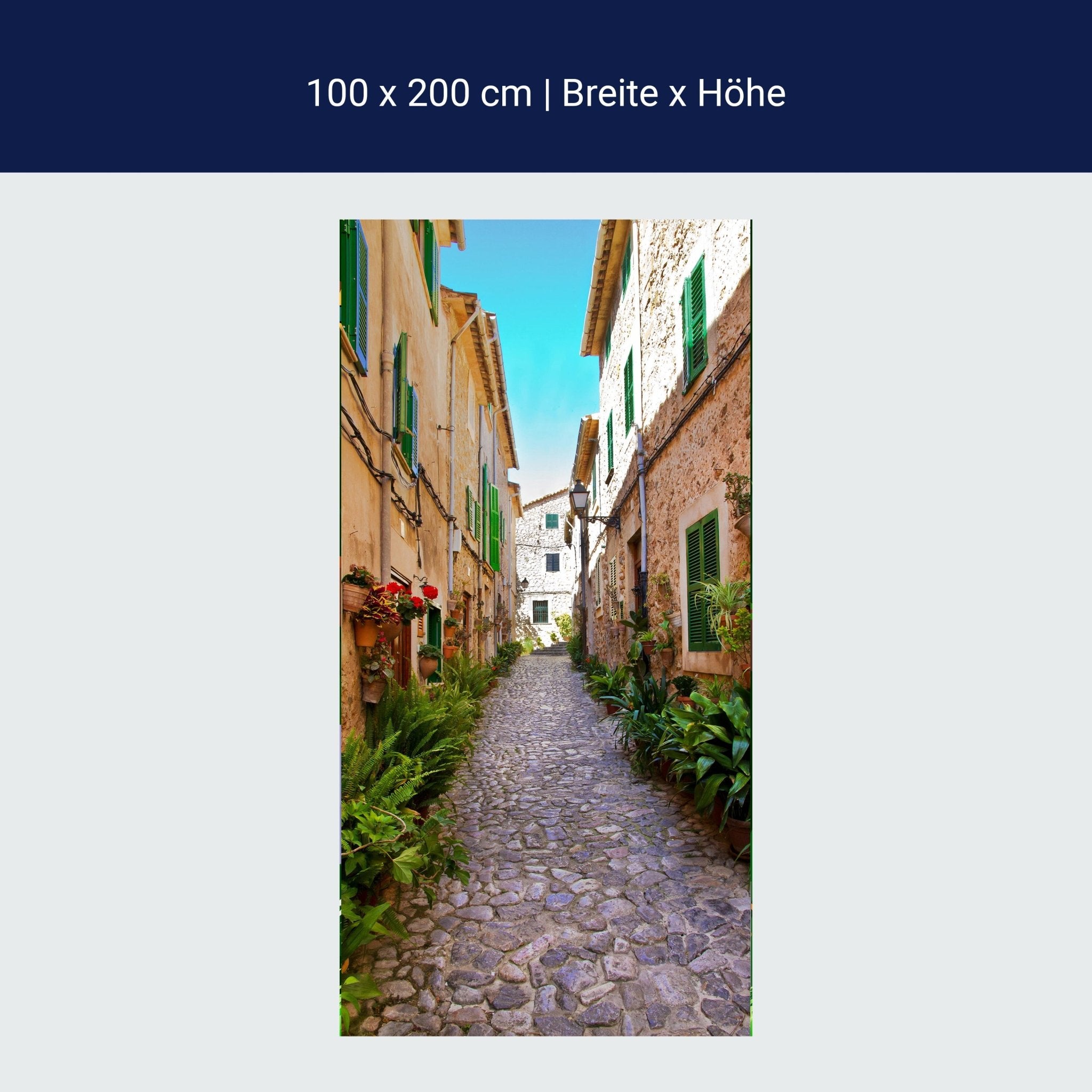 Türtapete Mediterrane Gasse, Sommer, Sonne, Himmel M1331 Türtapete Mediterrane Gasse, Sommer, Sonne, Himmel M1331