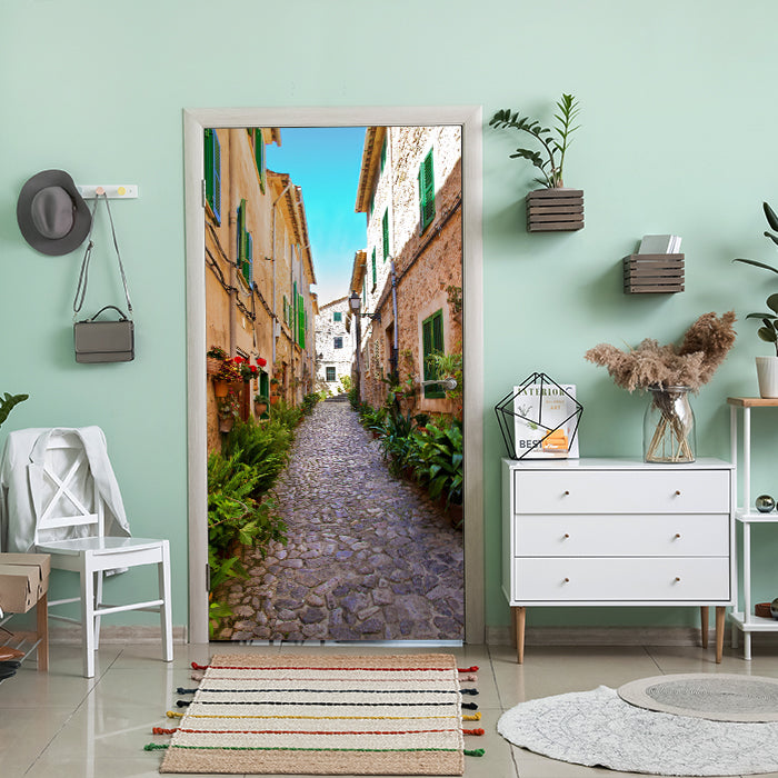 Türtapete Mediterrane Gasse, Sommer, Sonne, Himmel M1331 - Bild 1 Türtapete Mediterrane Gasse, Sommer, Sonne, Himmel M1331 - Bild 1