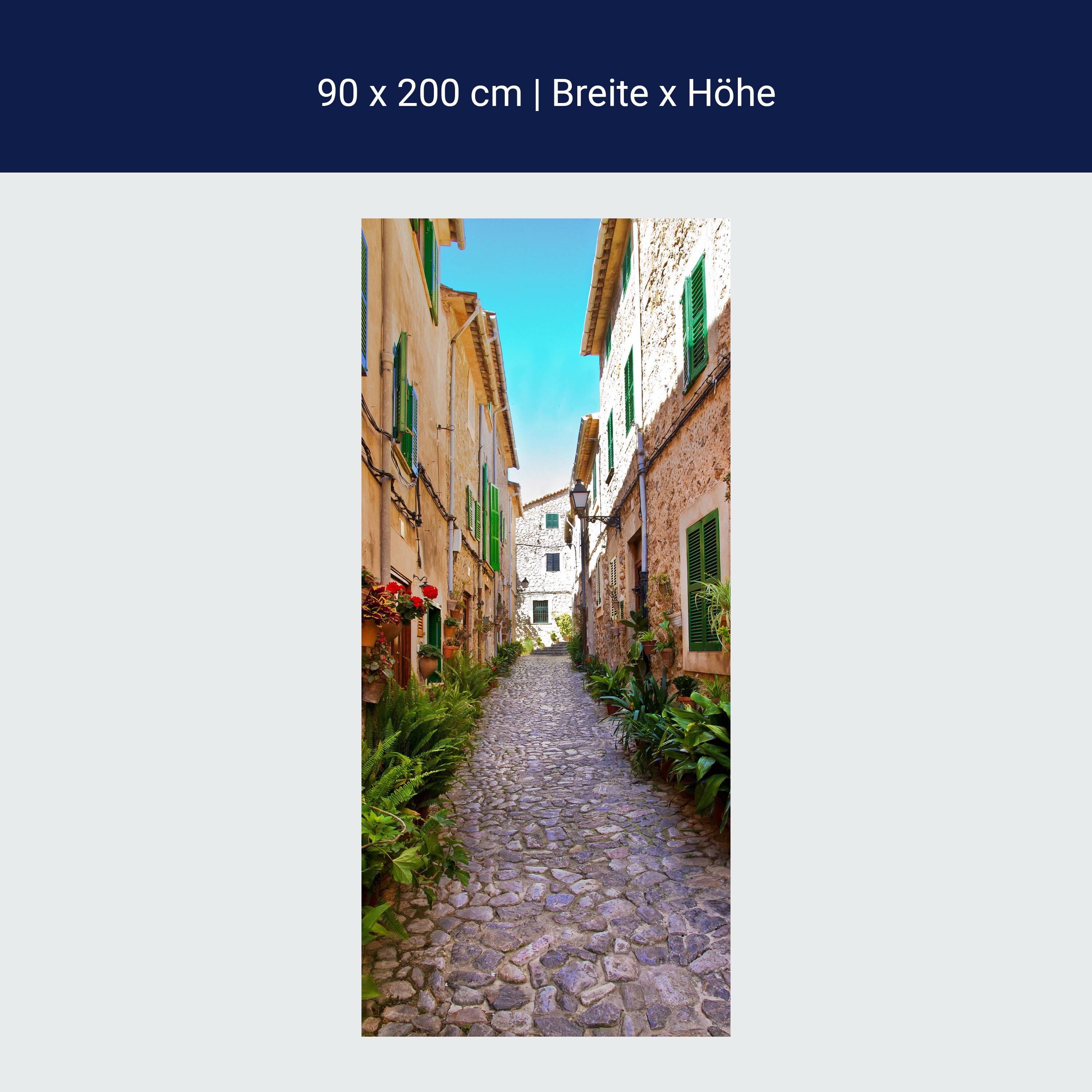 Türtapete Mediterrane Gasse, Sommer, Sonne, Himmel M1331 Türtapete Mediterrane Gasse, Sommer, Sonne, Himmel M1331