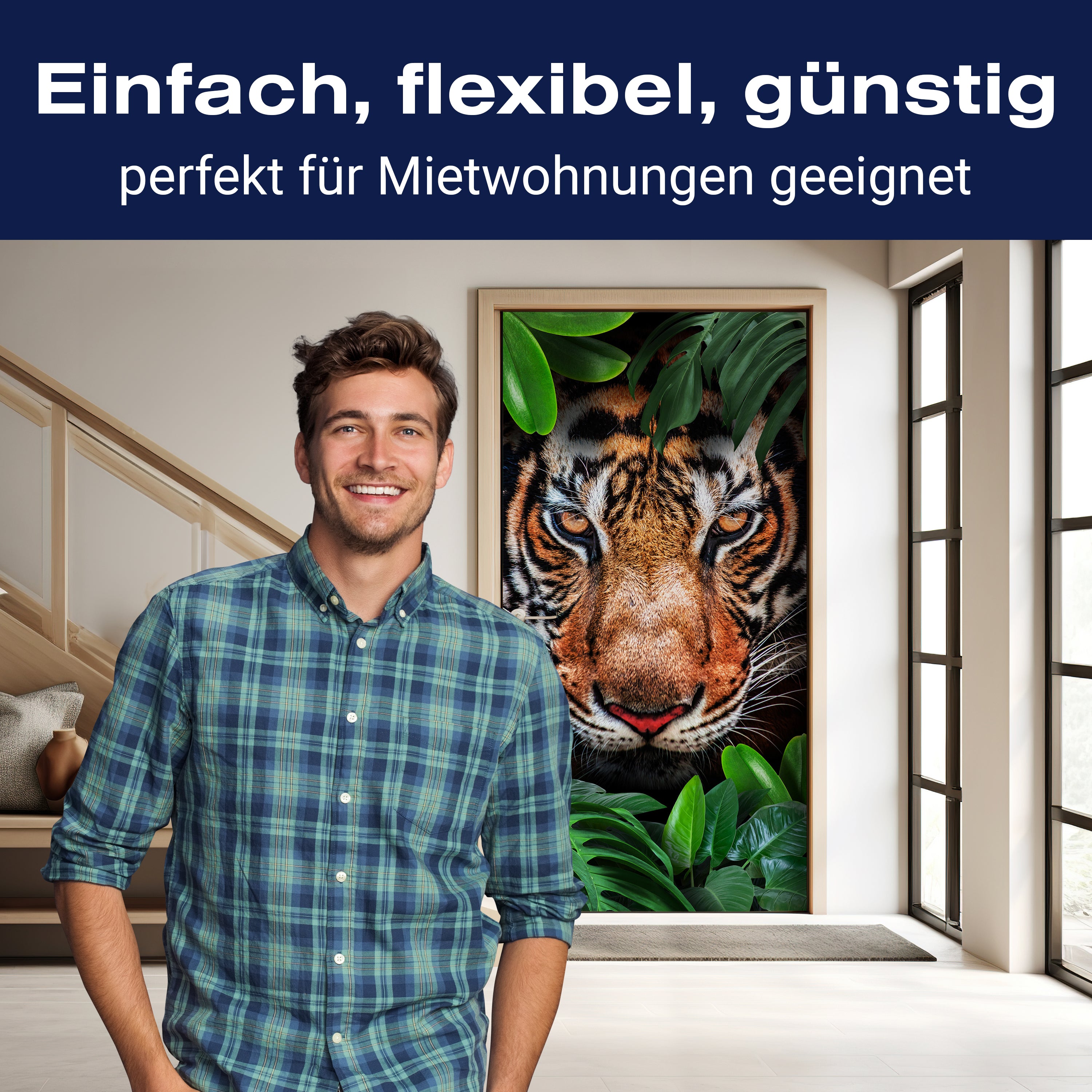 Türtapete Tiger Gesicht, Dschungel, Tier, Katze M1340 - Bild 3 Türtapete Tiger Gesicht, Dschungel, Tier, Katze M1340 - Bild 3