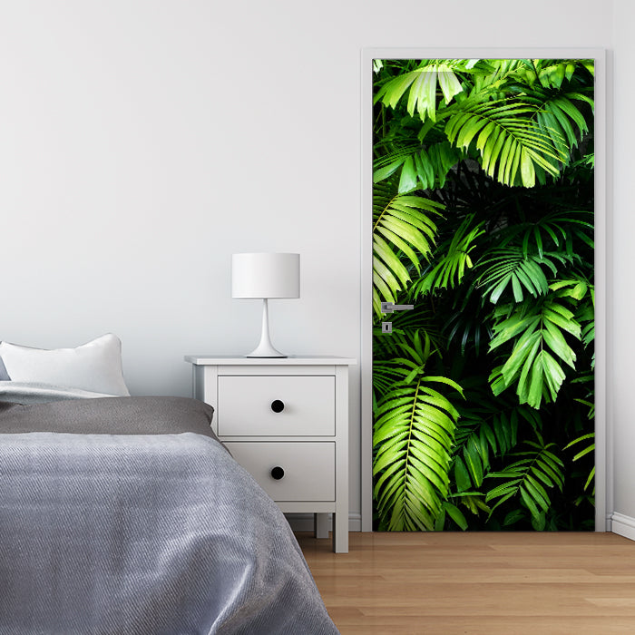 Türtapete Palmen Blätter, Wedel, Dschungel, Wald M1348 - Bild 1 Türtapete Palmen Blätter, Wedel, Dschungel, Wald M1348 - Bild 1