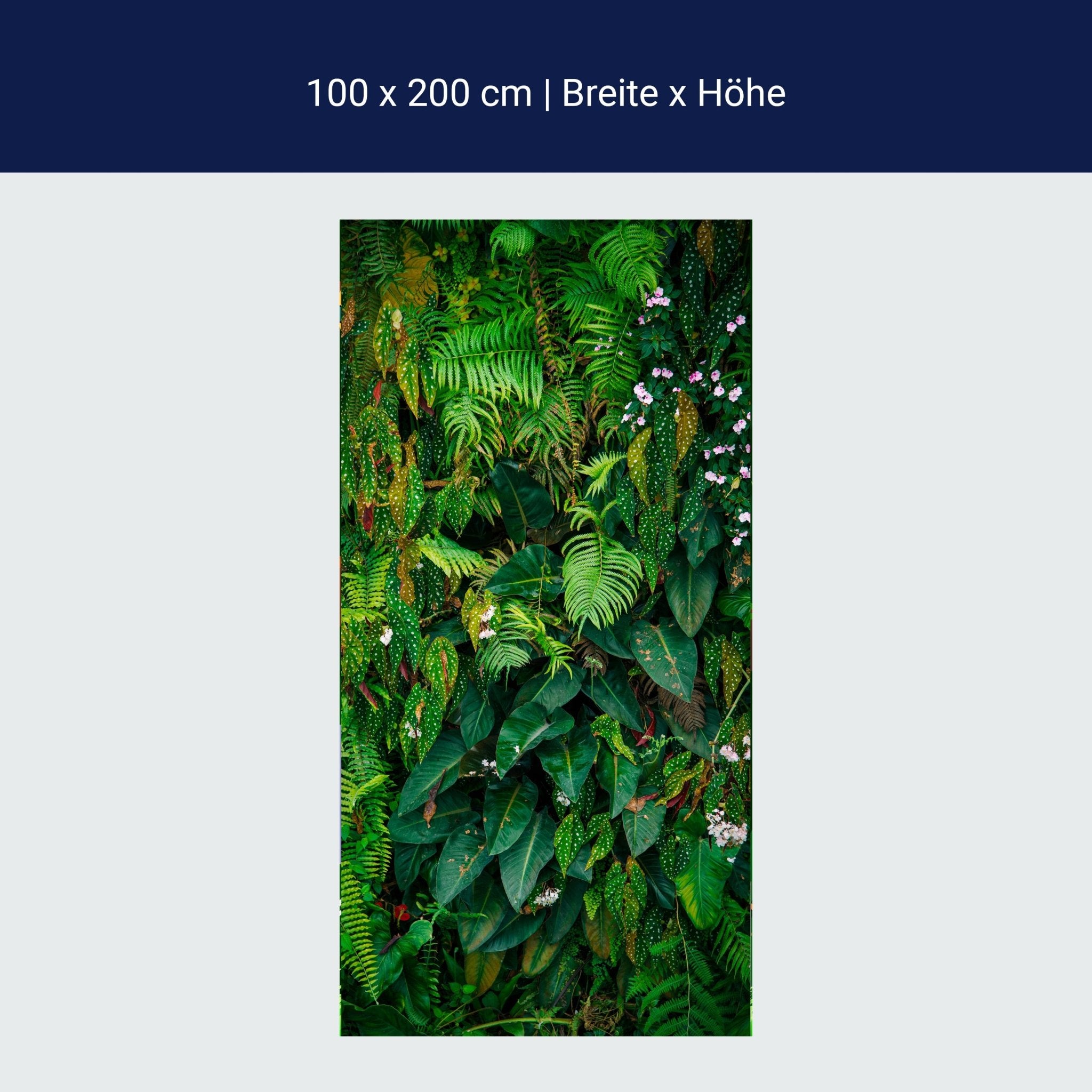Türtapete Wand aus Blättern, Urwald, Natur, Grün M1352 Türtapete Wand aus Blättern, Urwald, Natur, Grün M1352