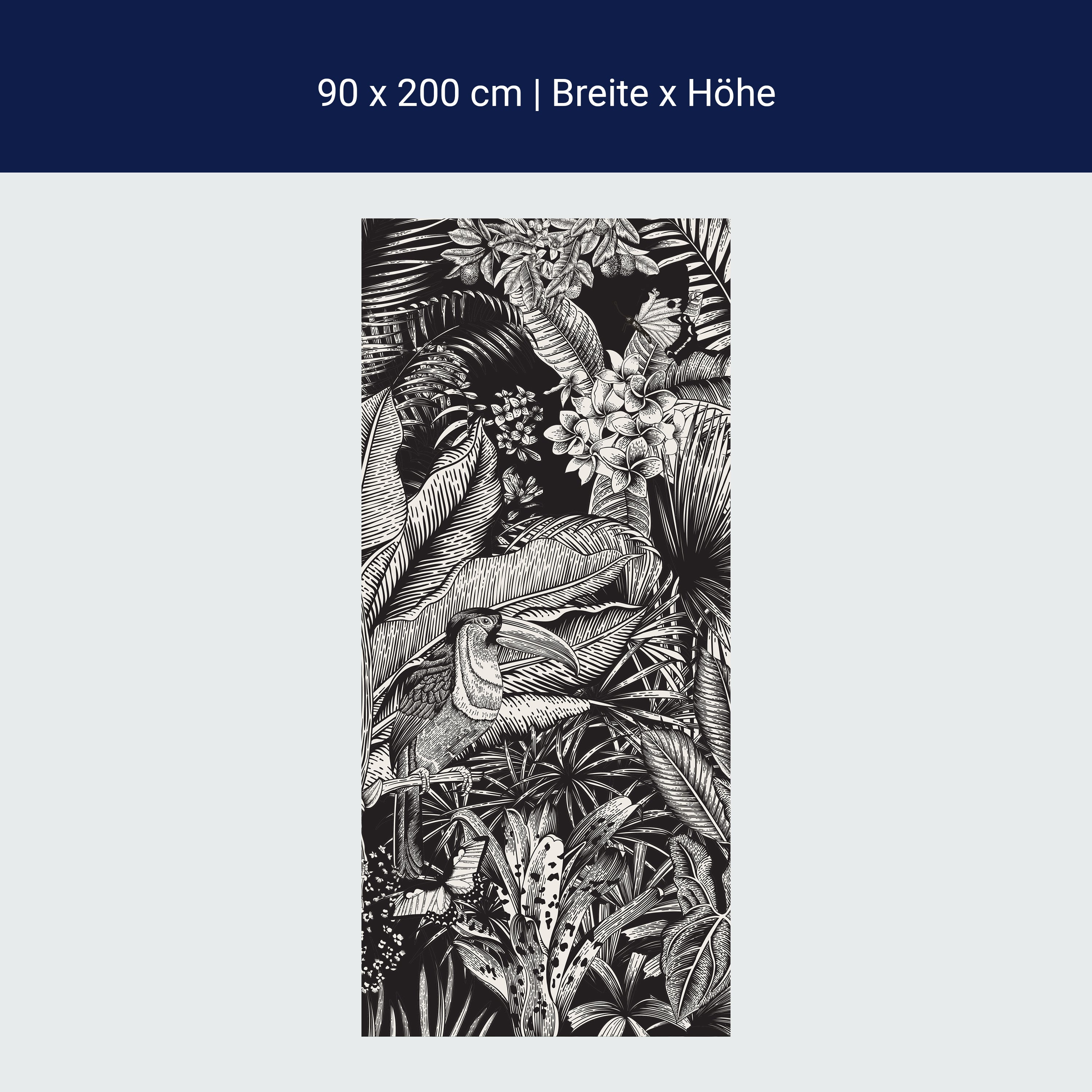 Türtapete Zeichnung Leben im Dschungel, Pflanzen M1362 Türtapete Zeichnung Leben im Dschungel, Pflanzen M1362