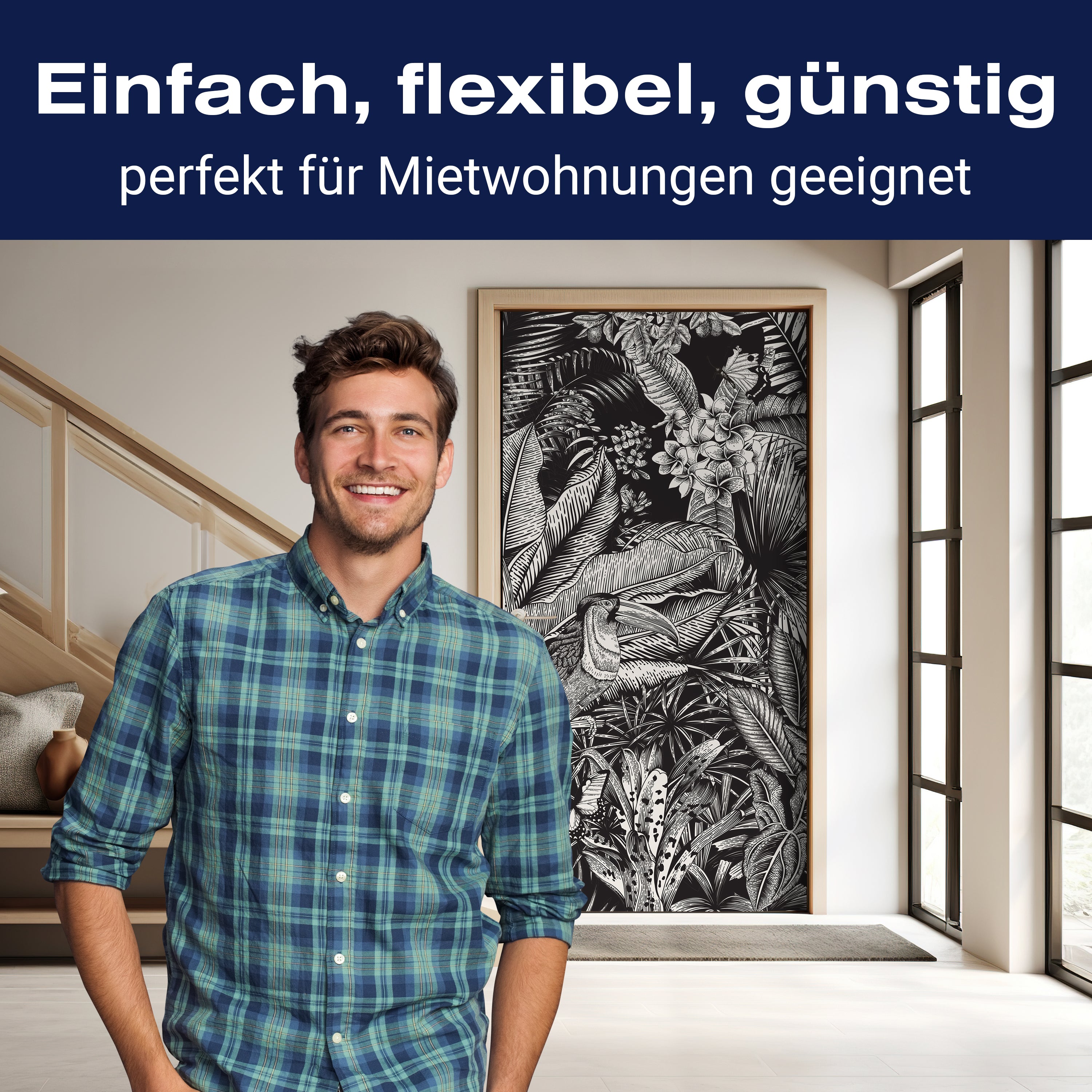 Türtapete Zeichnung Leben im Dschungel, Pflanzen M1362 - Bild 3 Türtapete Zeichnung Leben im Dschungel, Pflanzen M1362 - Bild 3