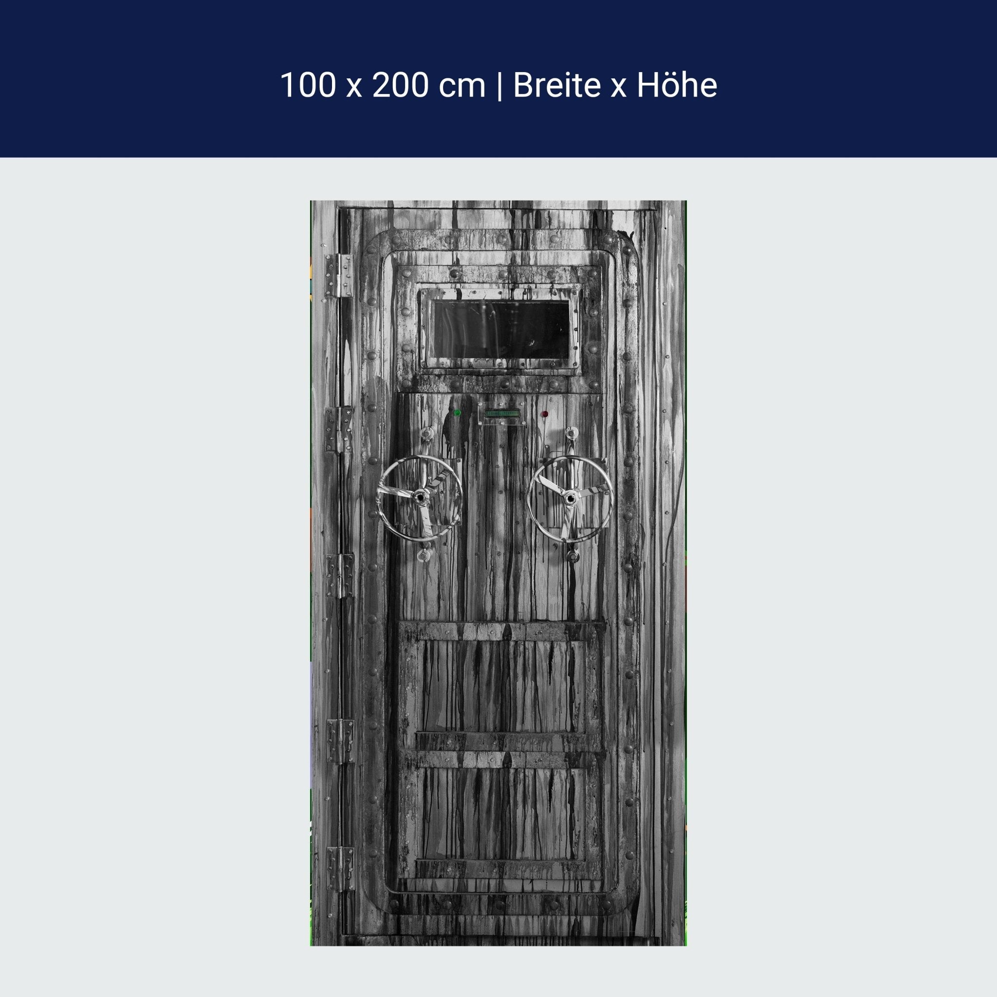 Türtapete alte Stahltür, Grunge, Räder, Fenster M1366 Türtapete alte Stahltür, Grunge, Räder, Fenster M1366