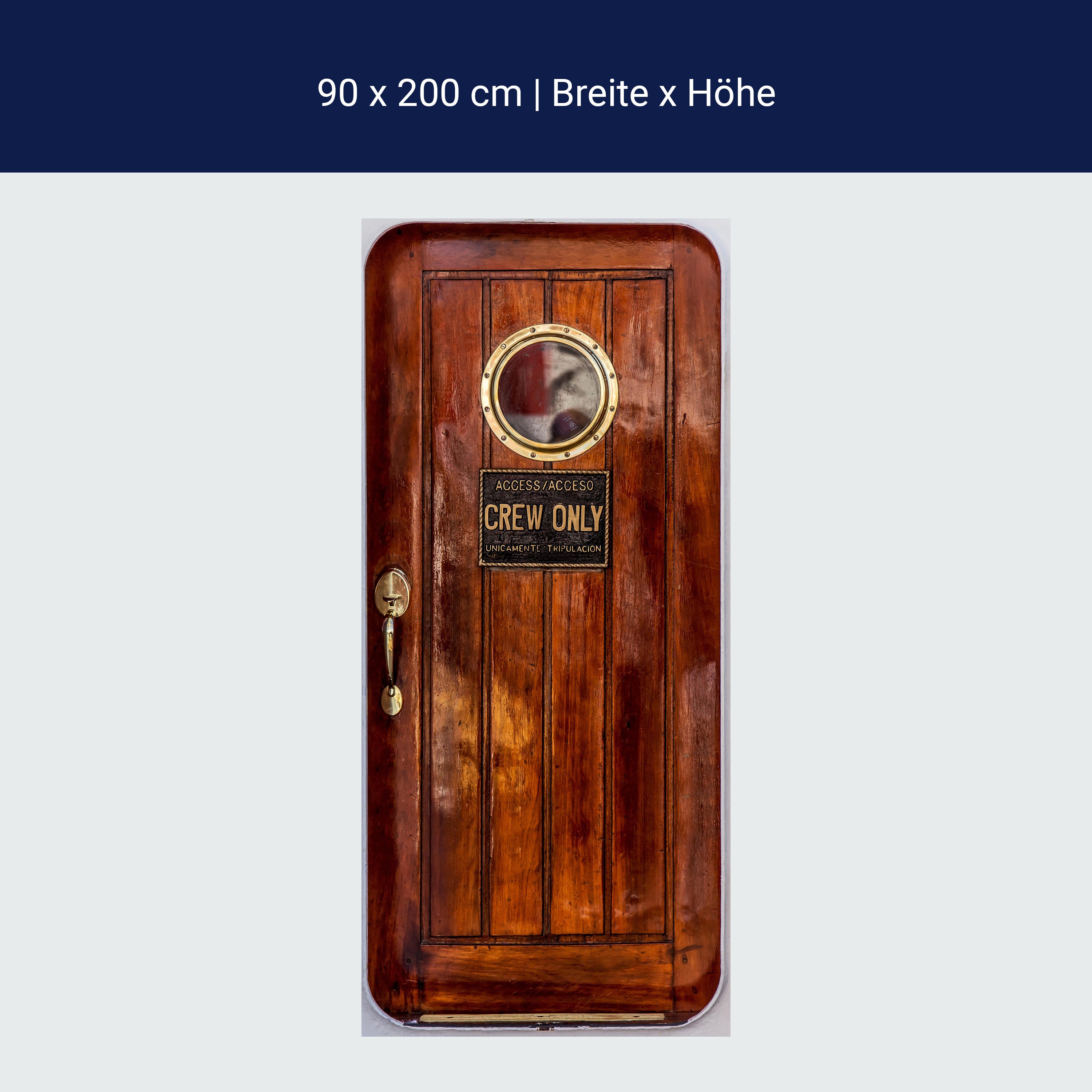 Türtapete Holztür Schiff, Crew only, Bullauge M1374 Türtapete Holztür Schiff, Crew only, Bullauge M1374