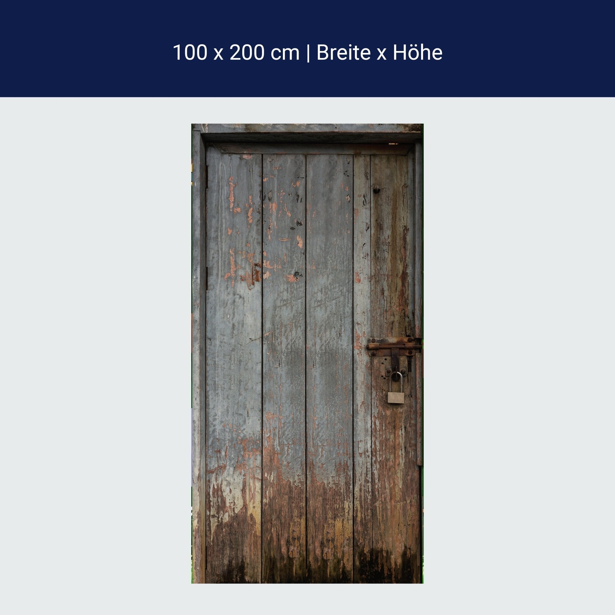 Türtapete alte Holztür mit Schloss, Grau, Farbe M1375 Türtapete alte Holztür mit Schloss, Grau, Farbe M1375