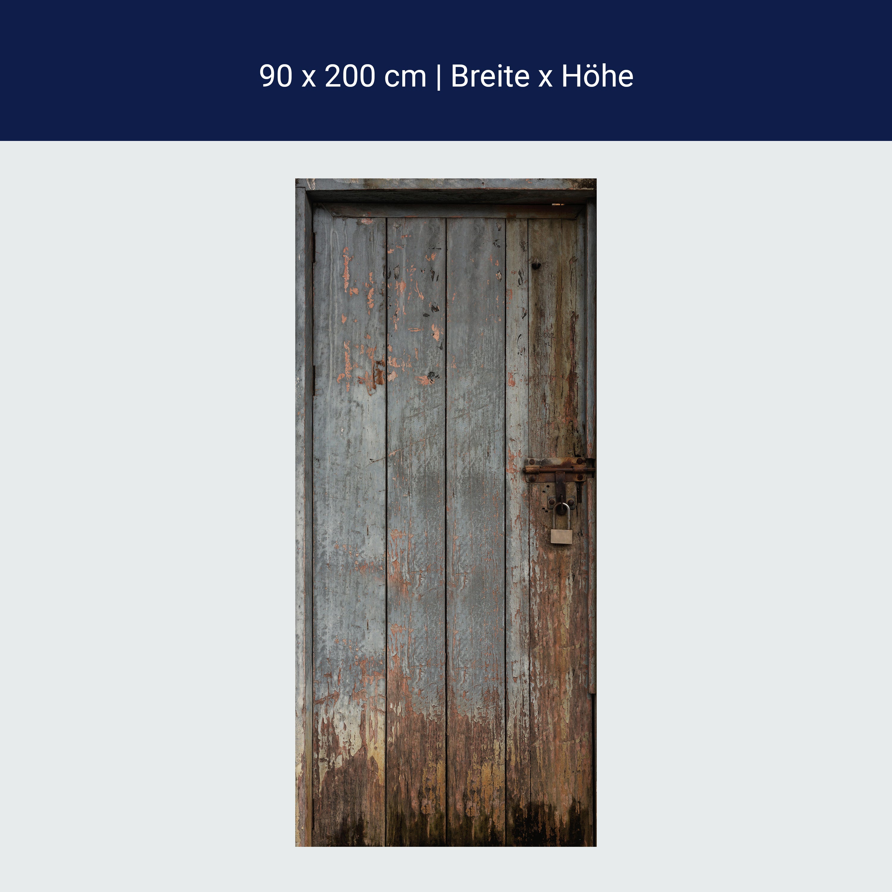 Türtapete alte Holztür mit Schloss, Grau, Farbe M1375 Türtapete alte Holztür mit Schloss, Grau, Farbe M1375