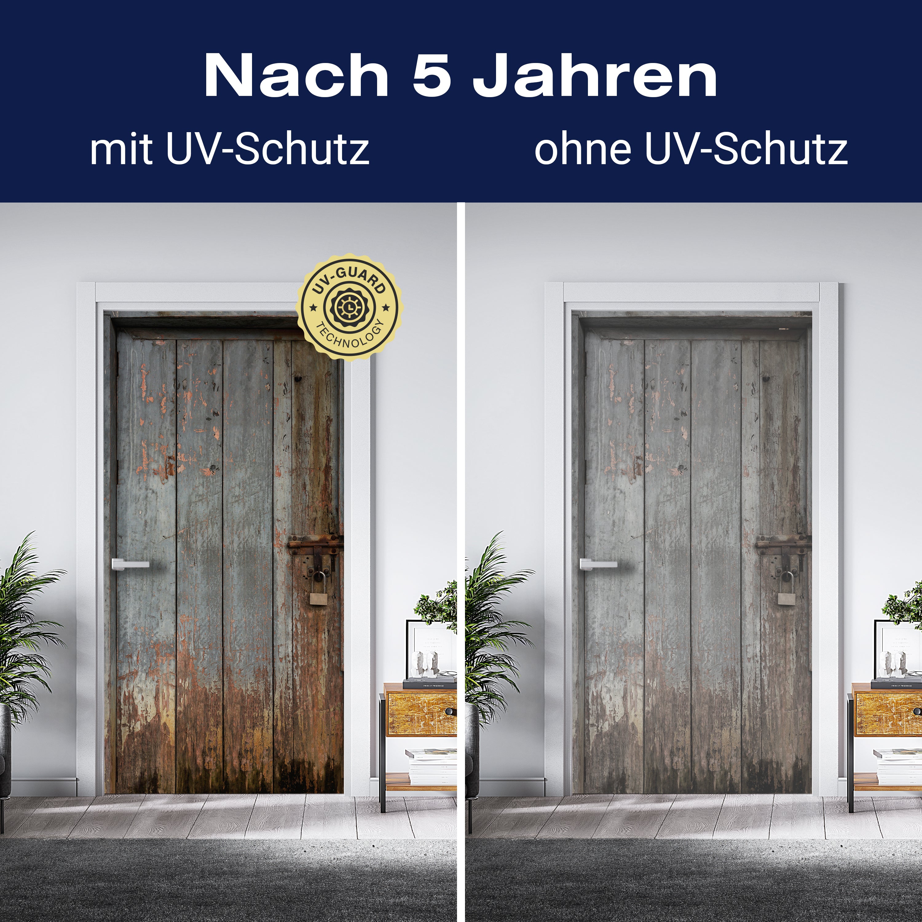Türtapete alte Holztür mit Schloss, Grau, Farbe M1375 - Bild 4 Türtapete alte Holztür mit Schloss, Grau, Farbe M1375 - Bild 4