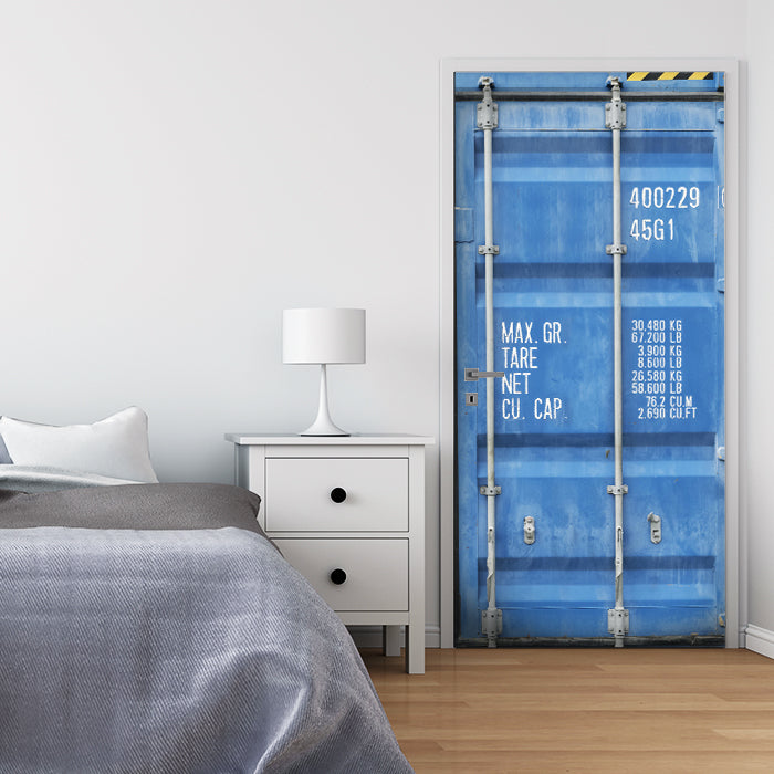 Türtapete Container Tür, Metall, Blau, Nummer M1376 - Bild 1 Türtapete Container Tür, Metall, Blau, Nummer M1376 - Bild 1