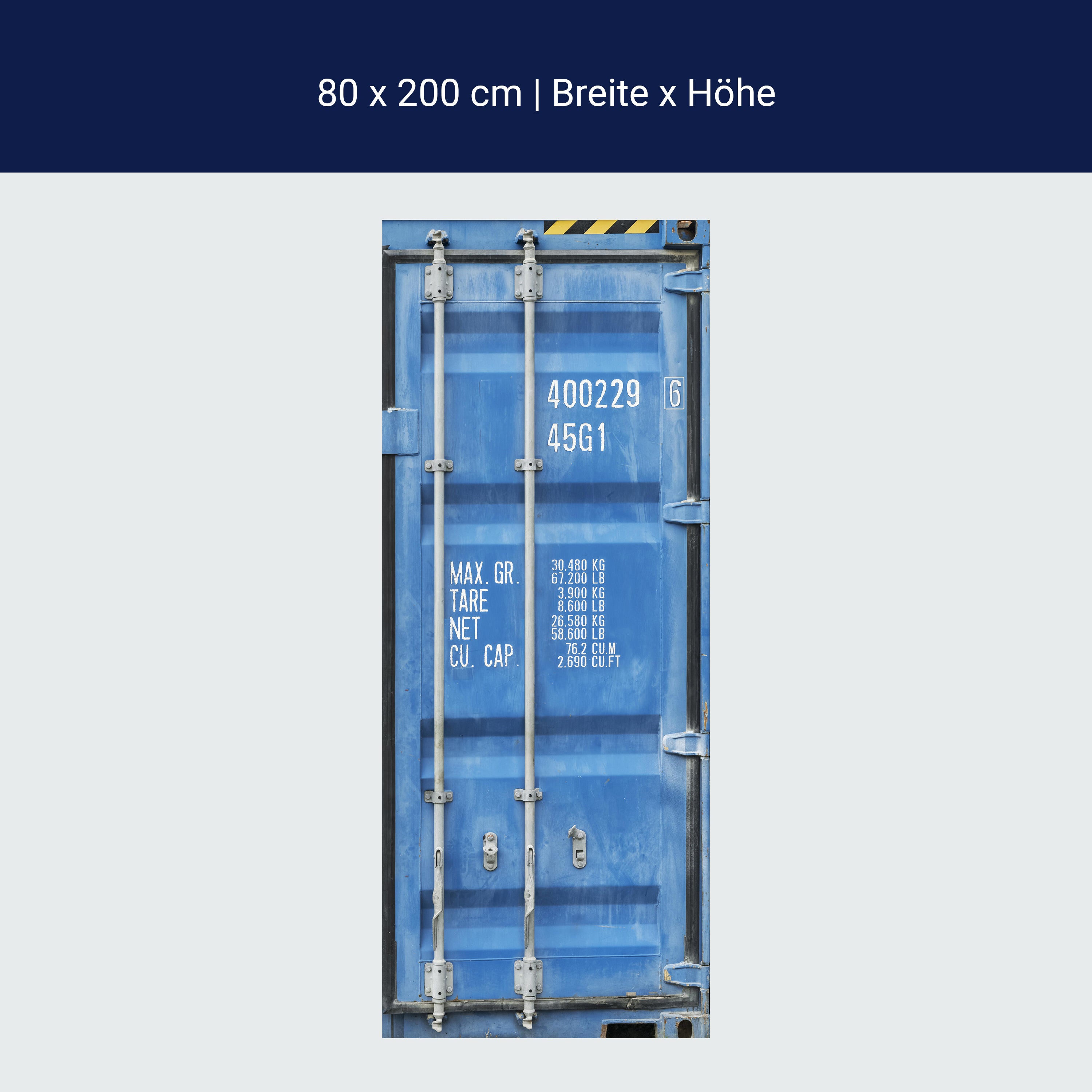 Türtapete Container Tür, Metall, Blau, Nummer M1376 Türtapete Container Tür, Metall, Blau, Nummer M1376