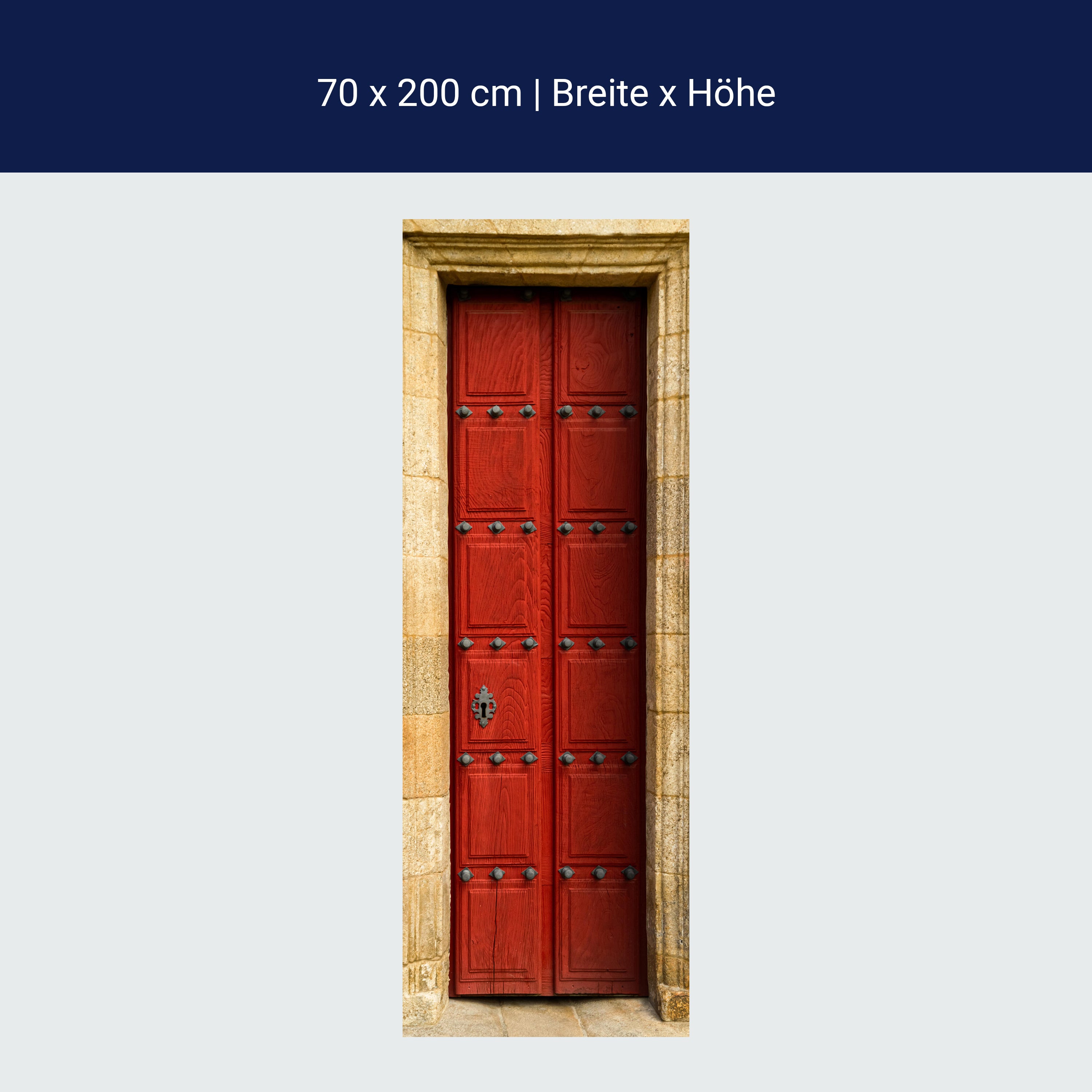 Türtapete rote Holztür, Maserung, Holz, Metall M1381 Türtapete rote Holztür, Maserung, Holz, Metall M1381